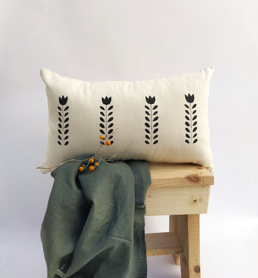 Scandi Flower Print Cushion Cover