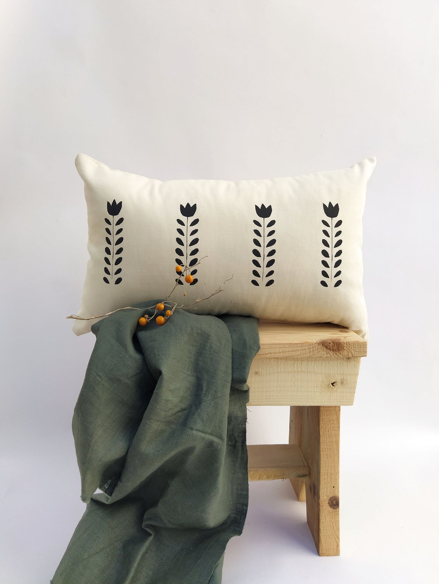 Scandi Flower Print Cushion Cover