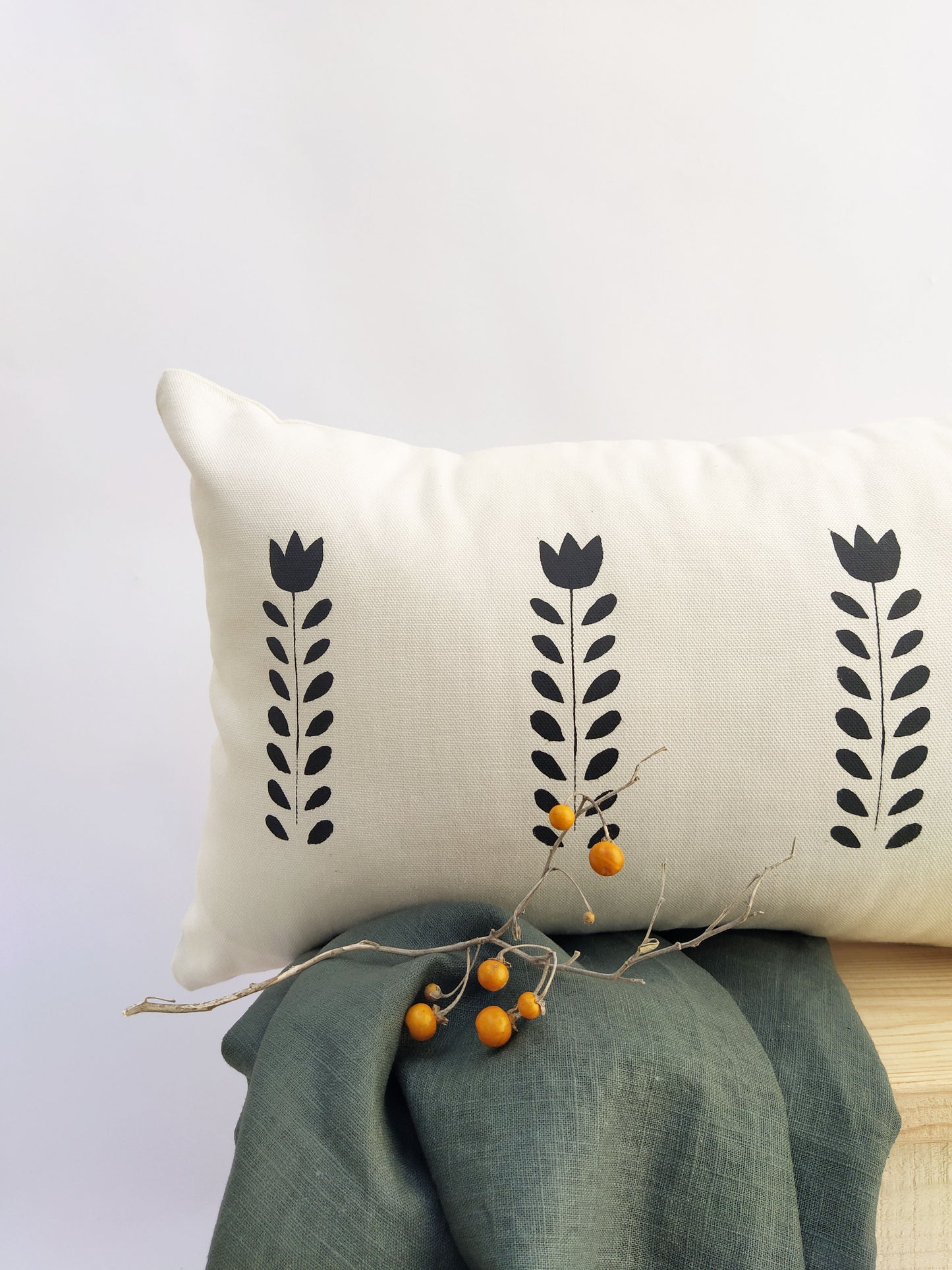 Scandi Flower Print Cushion Cover