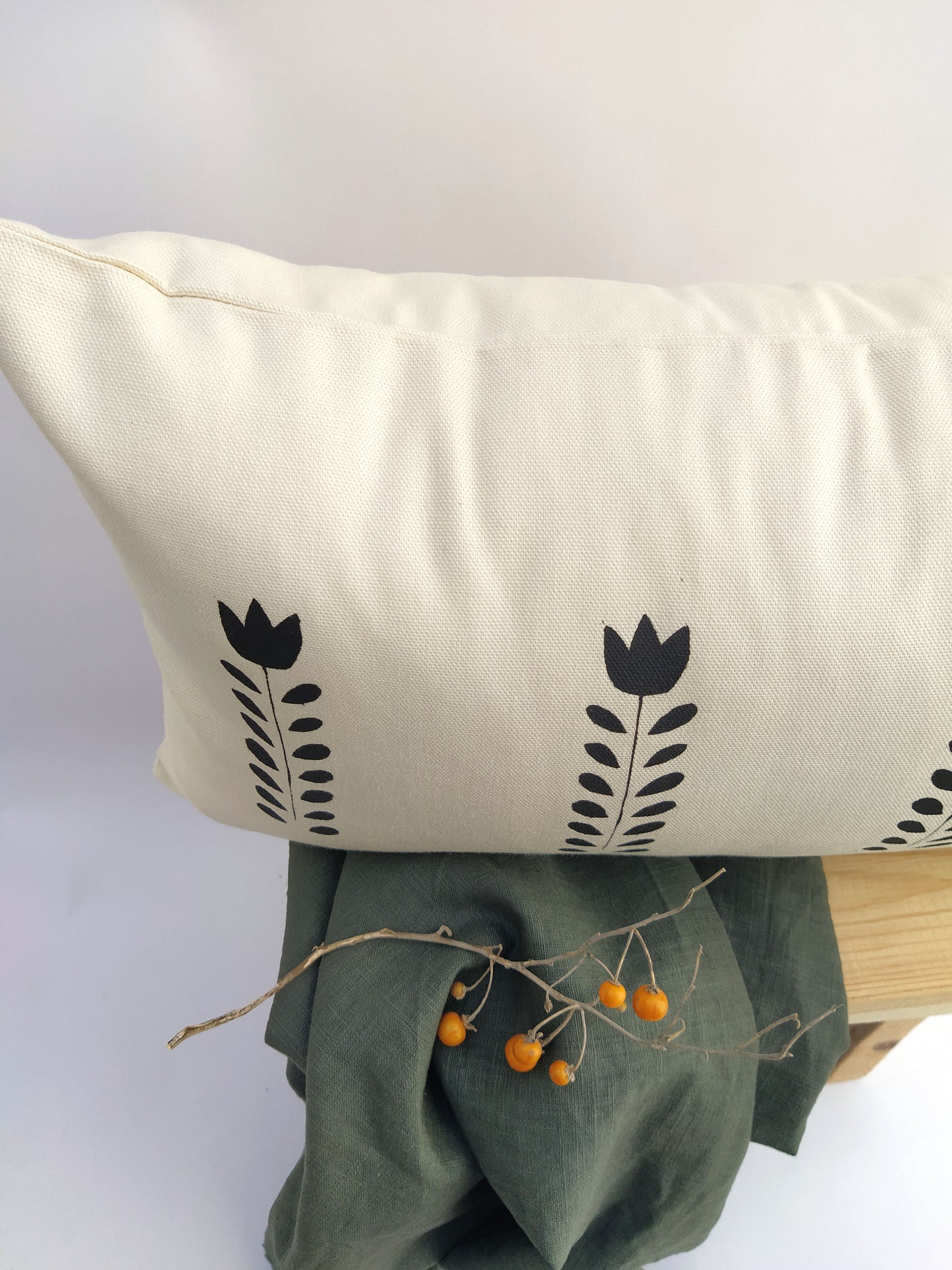 Scandi Flower Print Cushion Cover