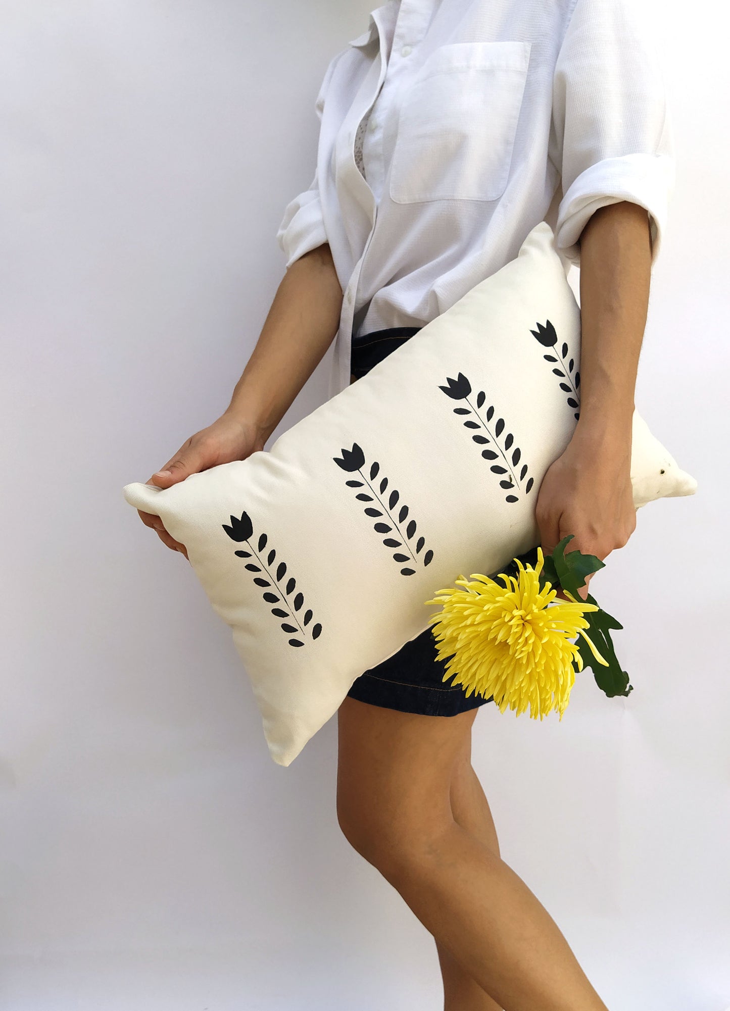 Scandi Flower Print Cushion Cover