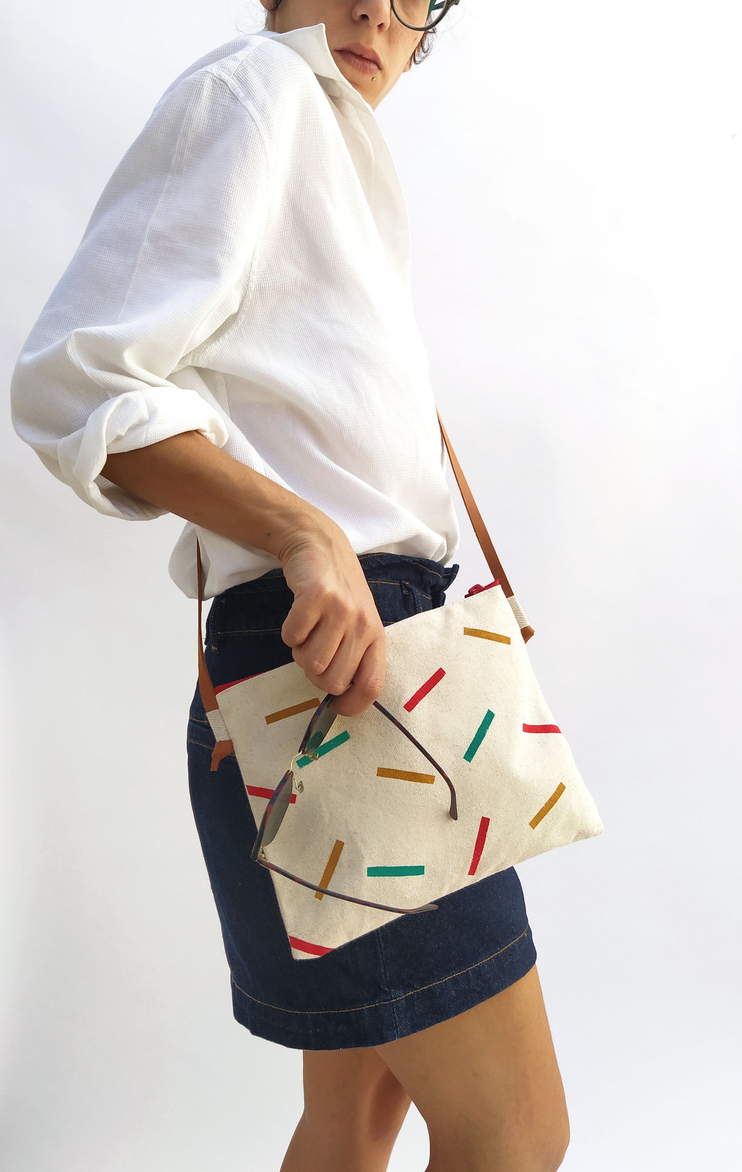 Confetti Print Messenger Purse
