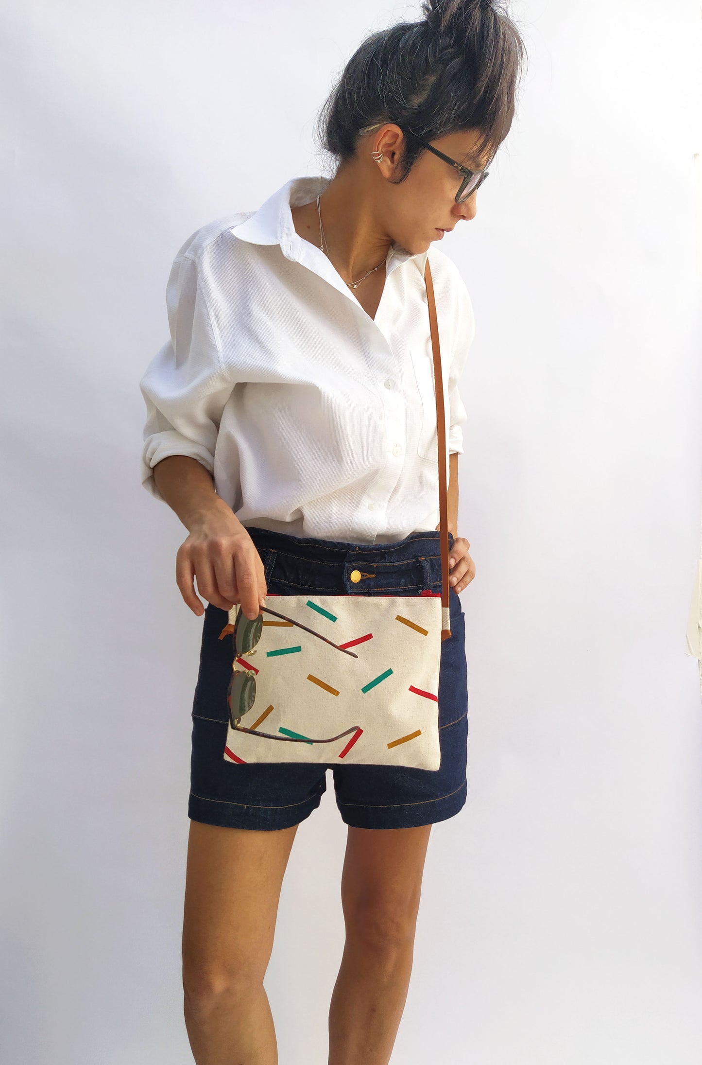 Confetti Print Messenger Purse