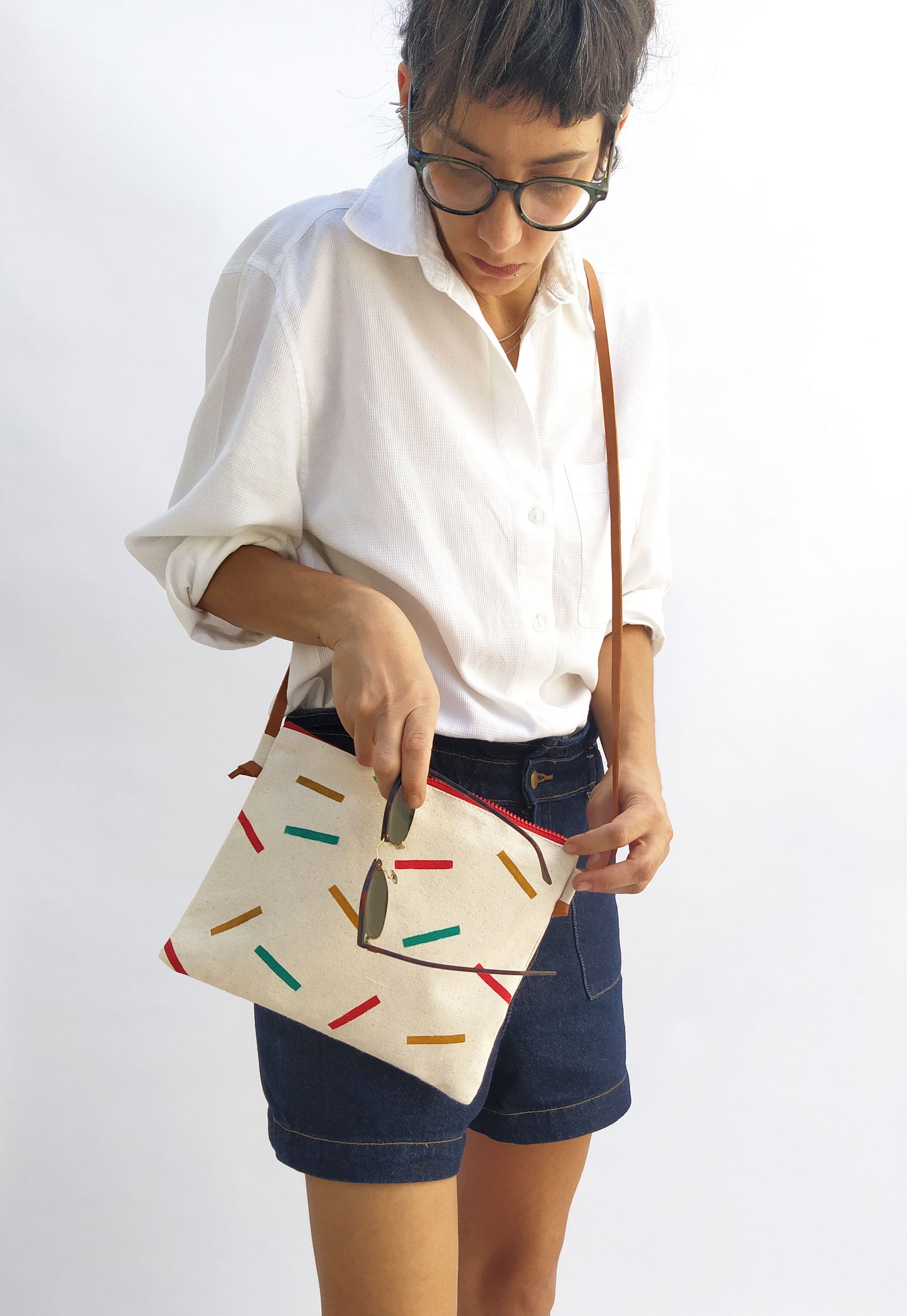 Confetti Print Messenger Purse