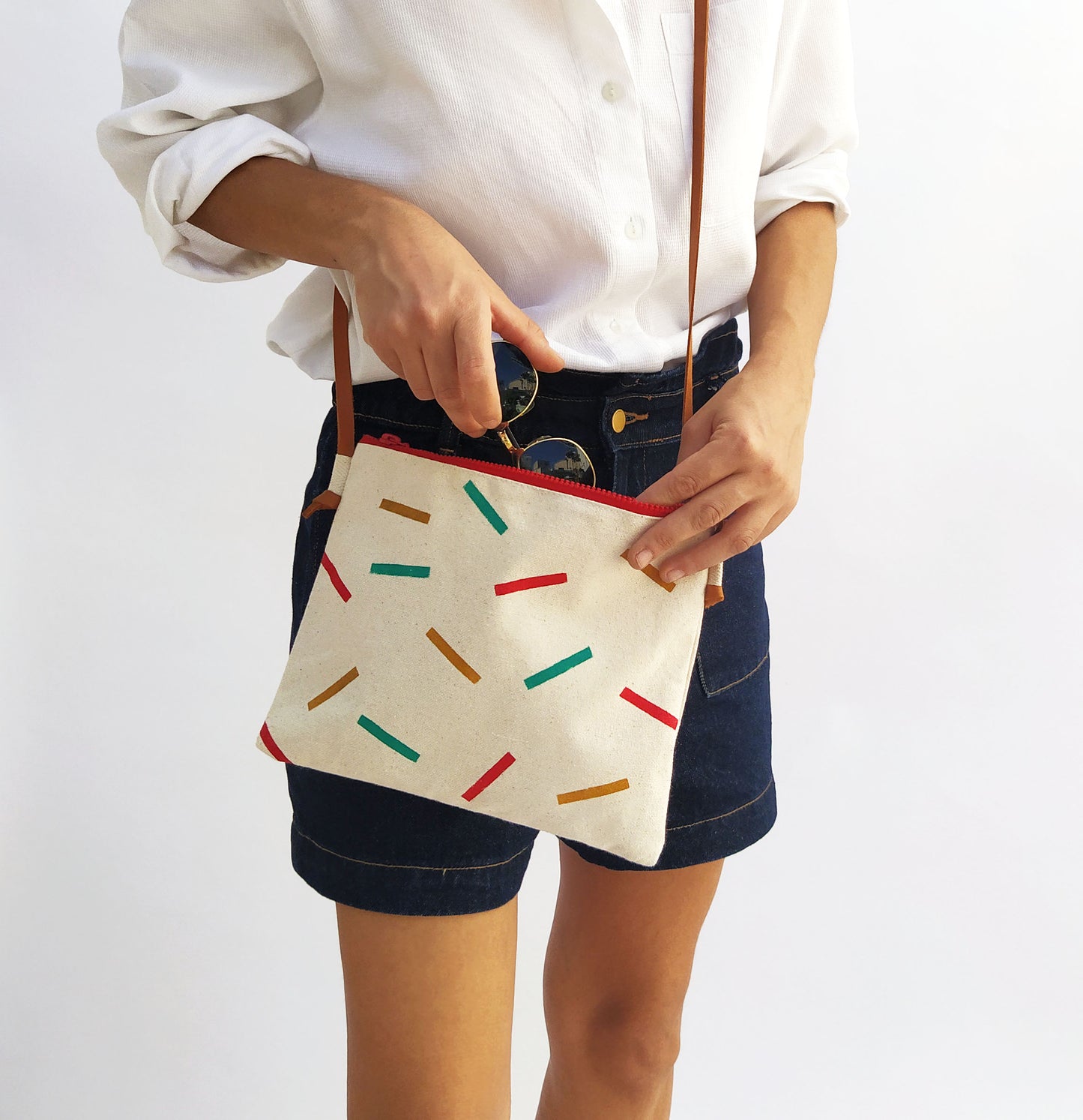 Confetti Print Messenger Purse