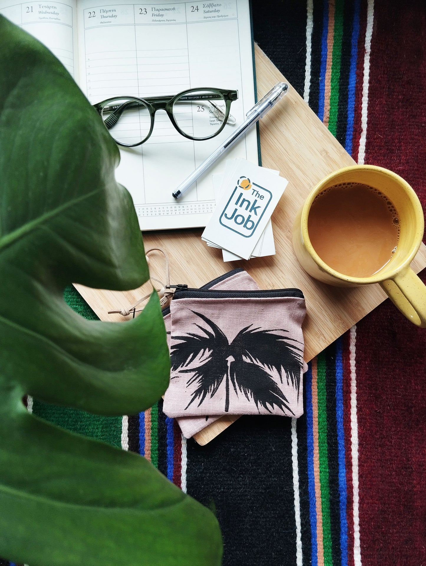 Palm Tree Linen Purse