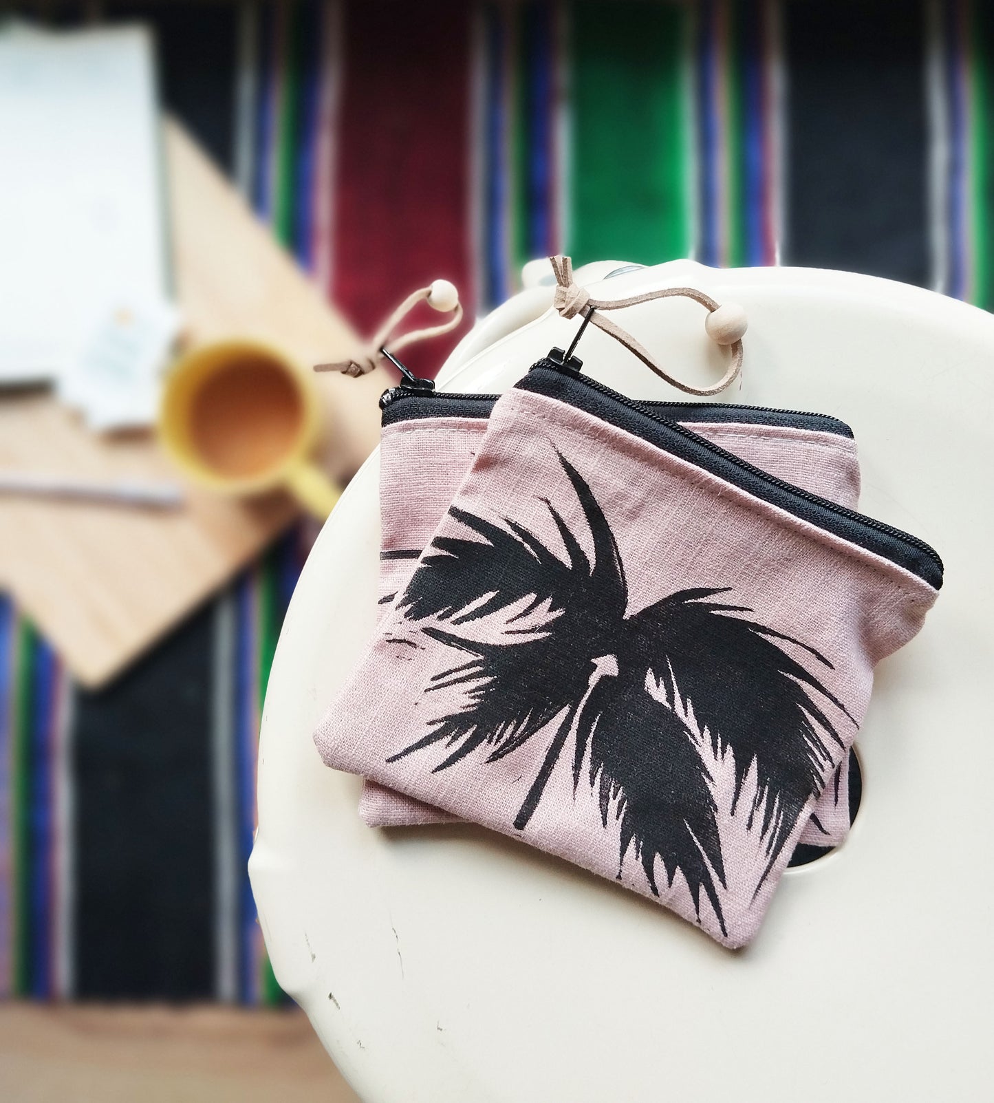 Palm Tree Linen Purse