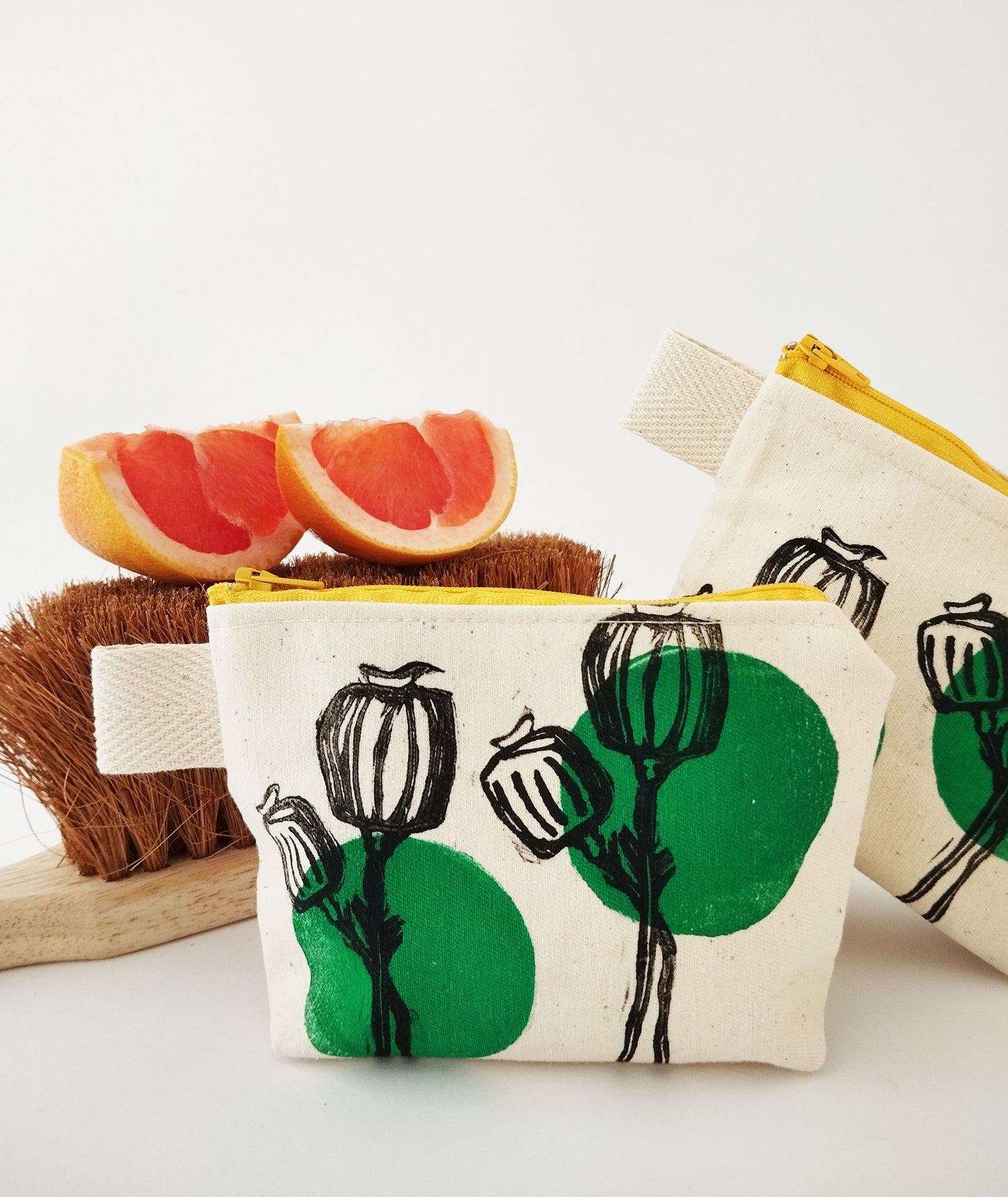Blockprinted Poppy Print Purse