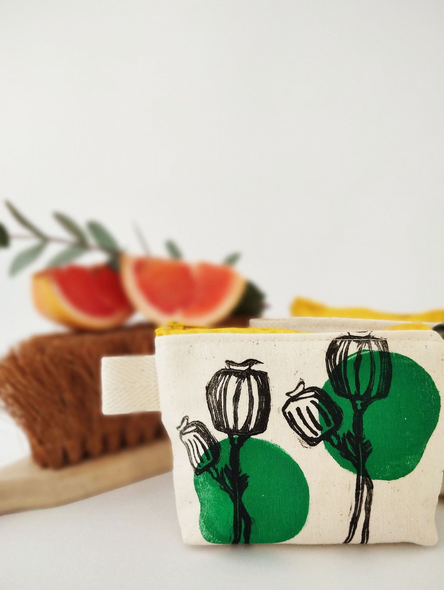 Blockprinted Poppy Print Purse