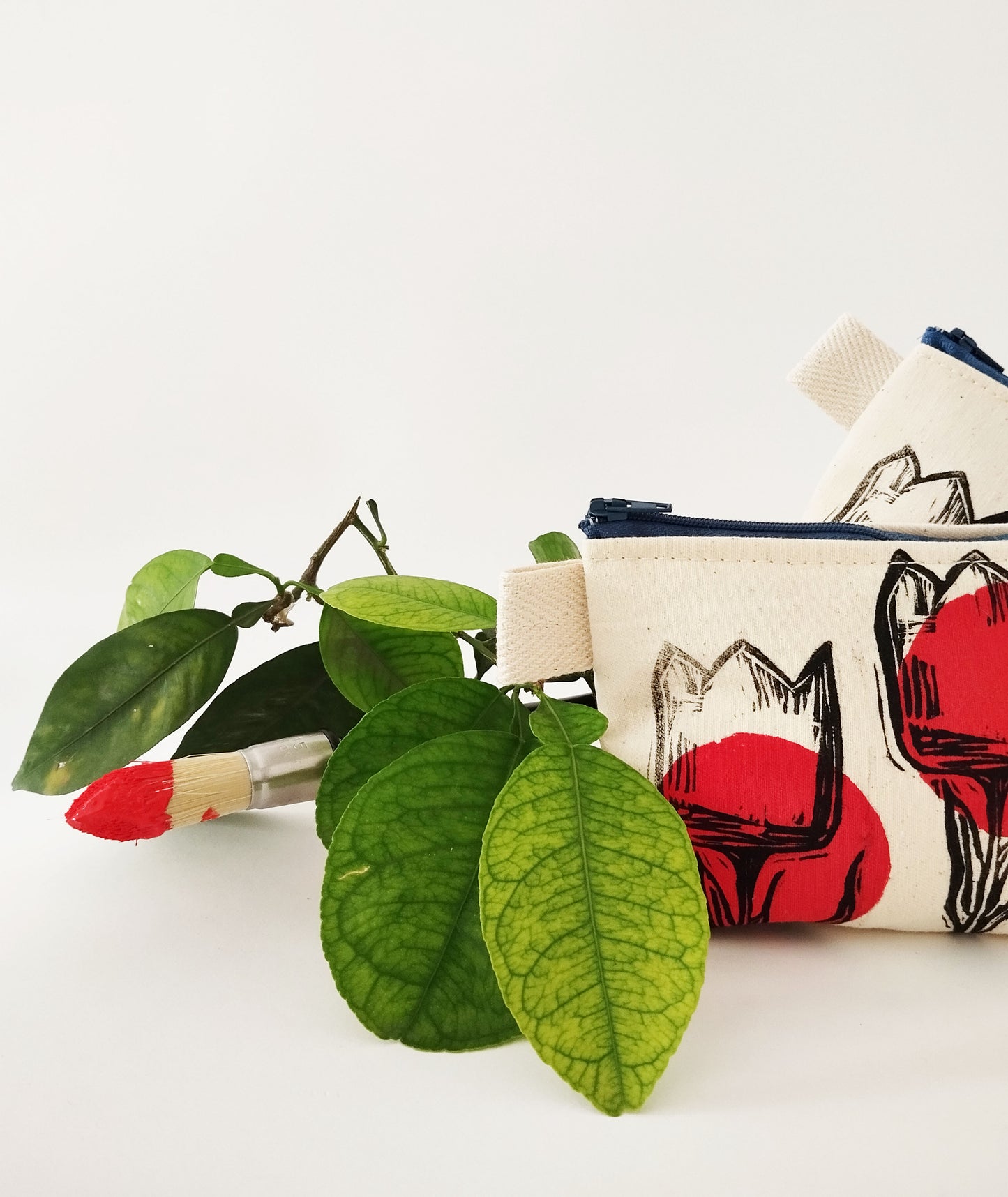 Red Tulip Canvas Pouch