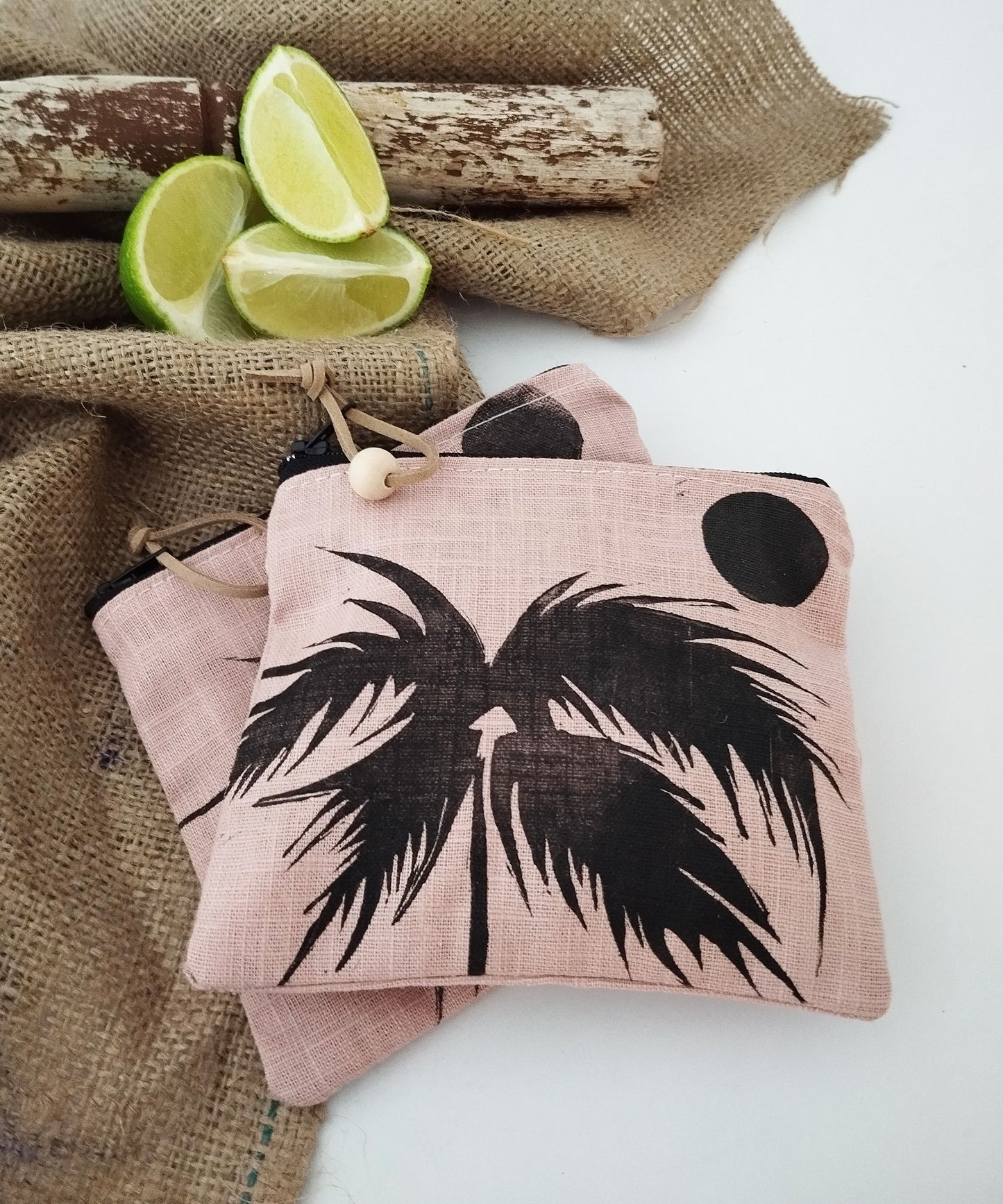 Palm Tree Linen Purse