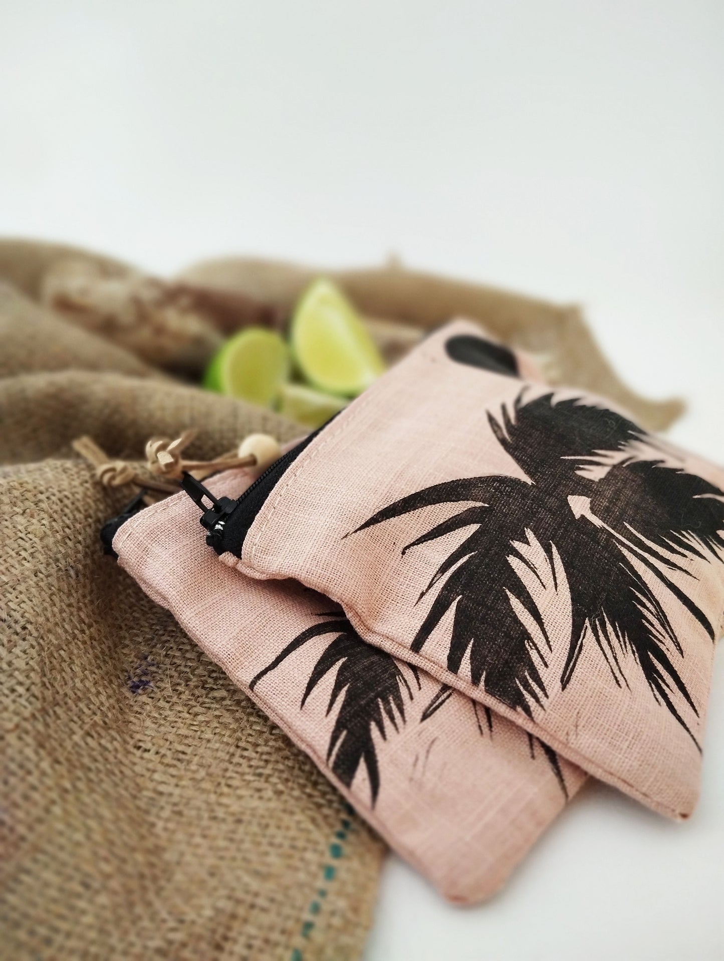 Palm Tree Linen Purse