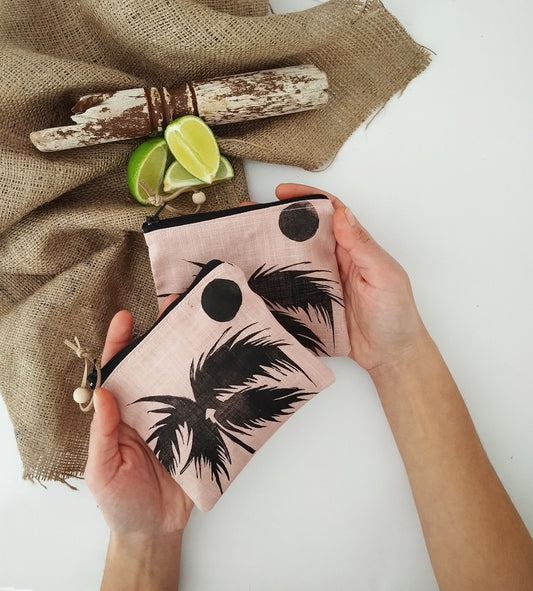 Palm Tree Linen Purse