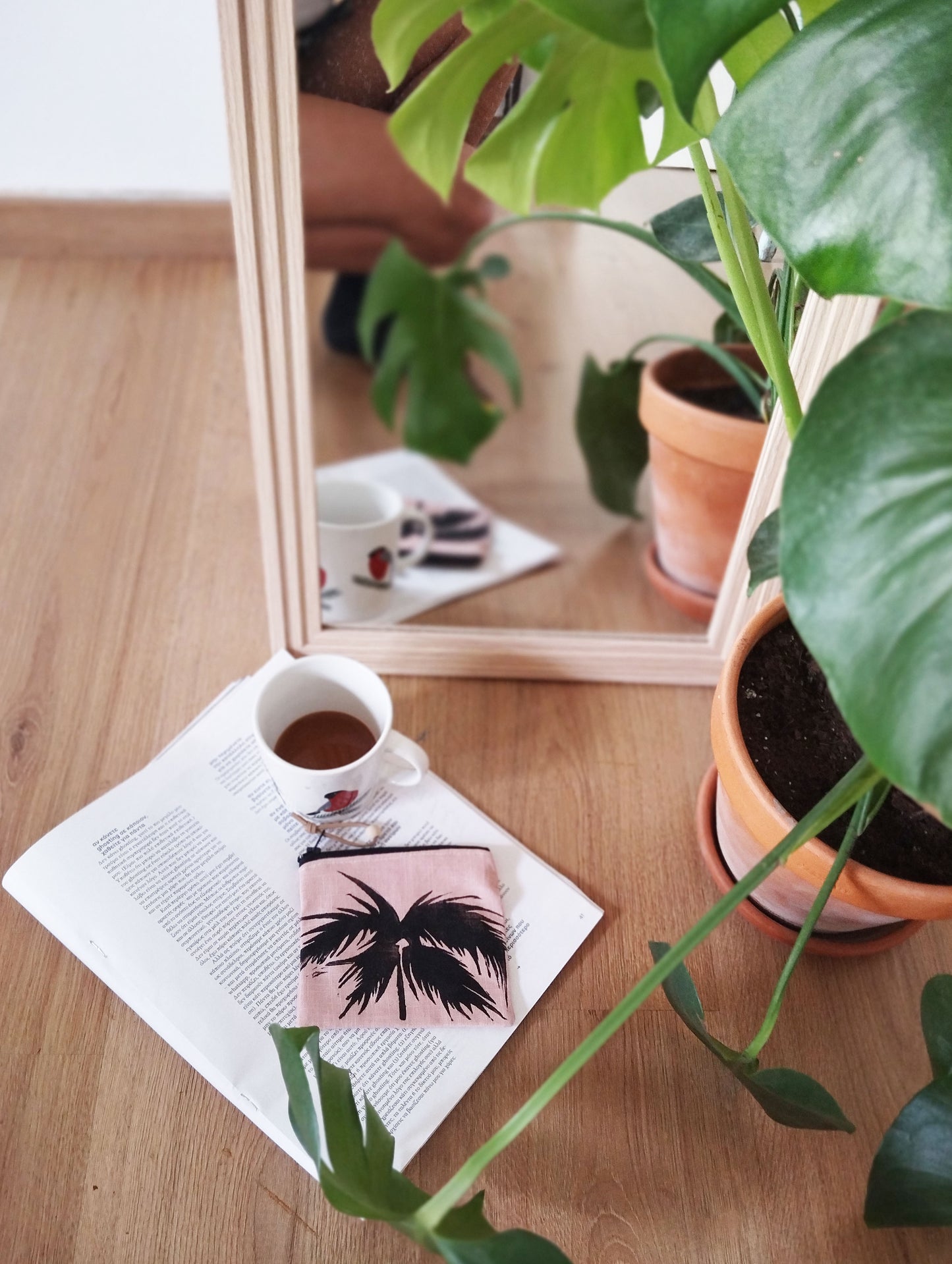 Palm Tree Linen Purse