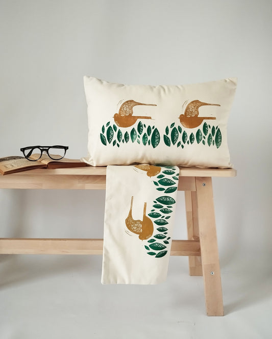 Folk Art Bird Print Pillow
