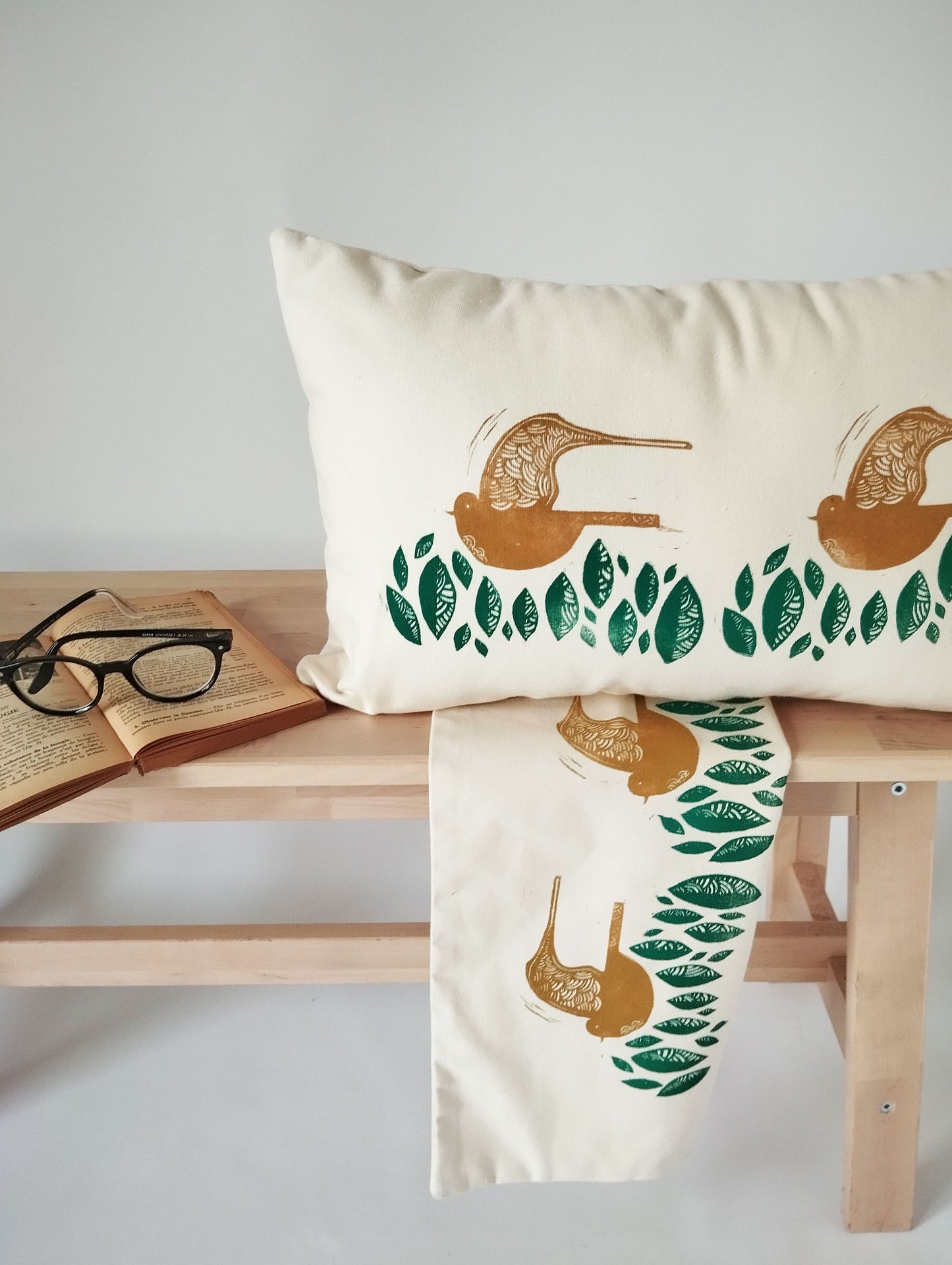Folk Art Bird Print Pillow