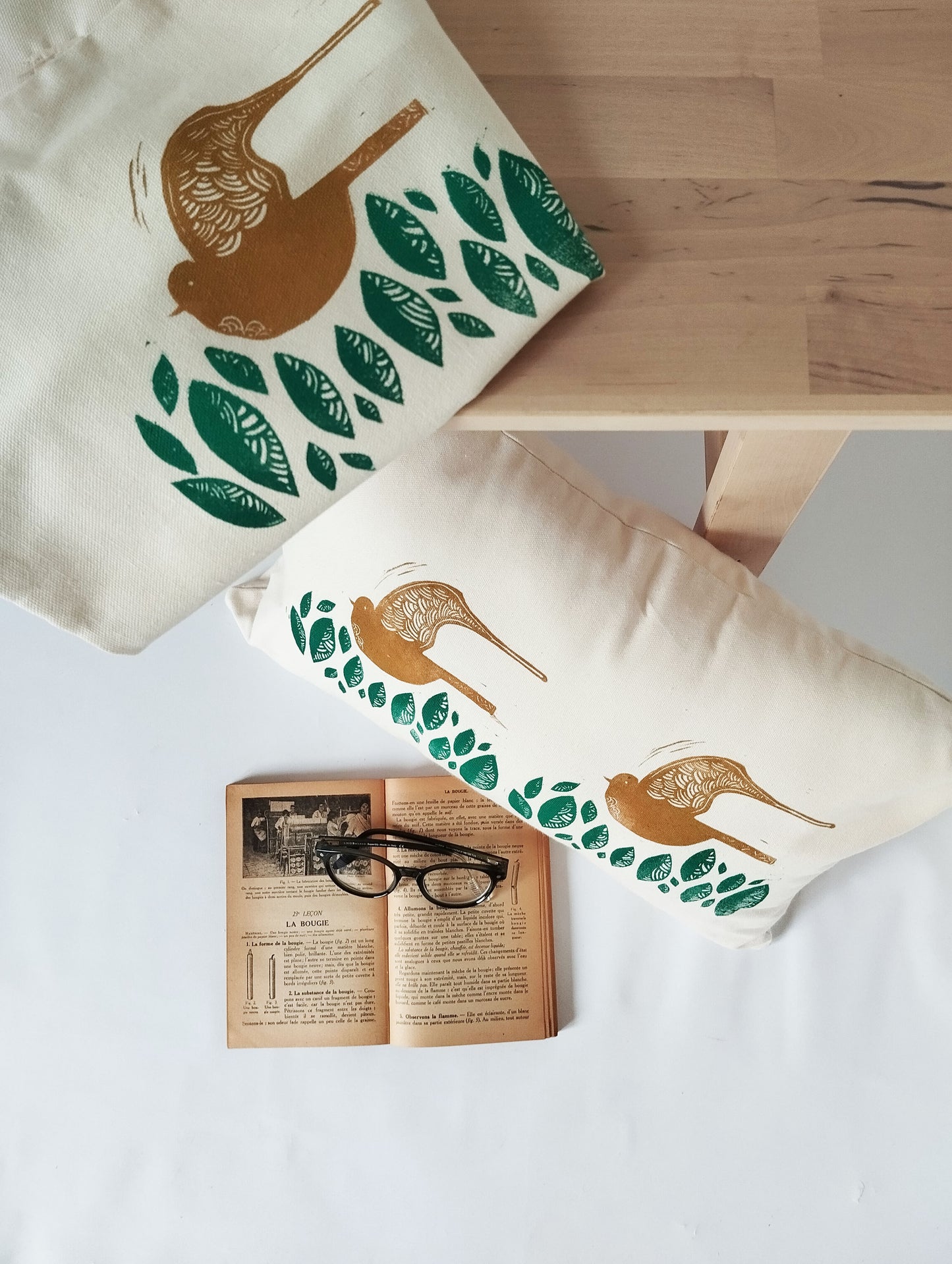 Folk Art Bird Print Pillow