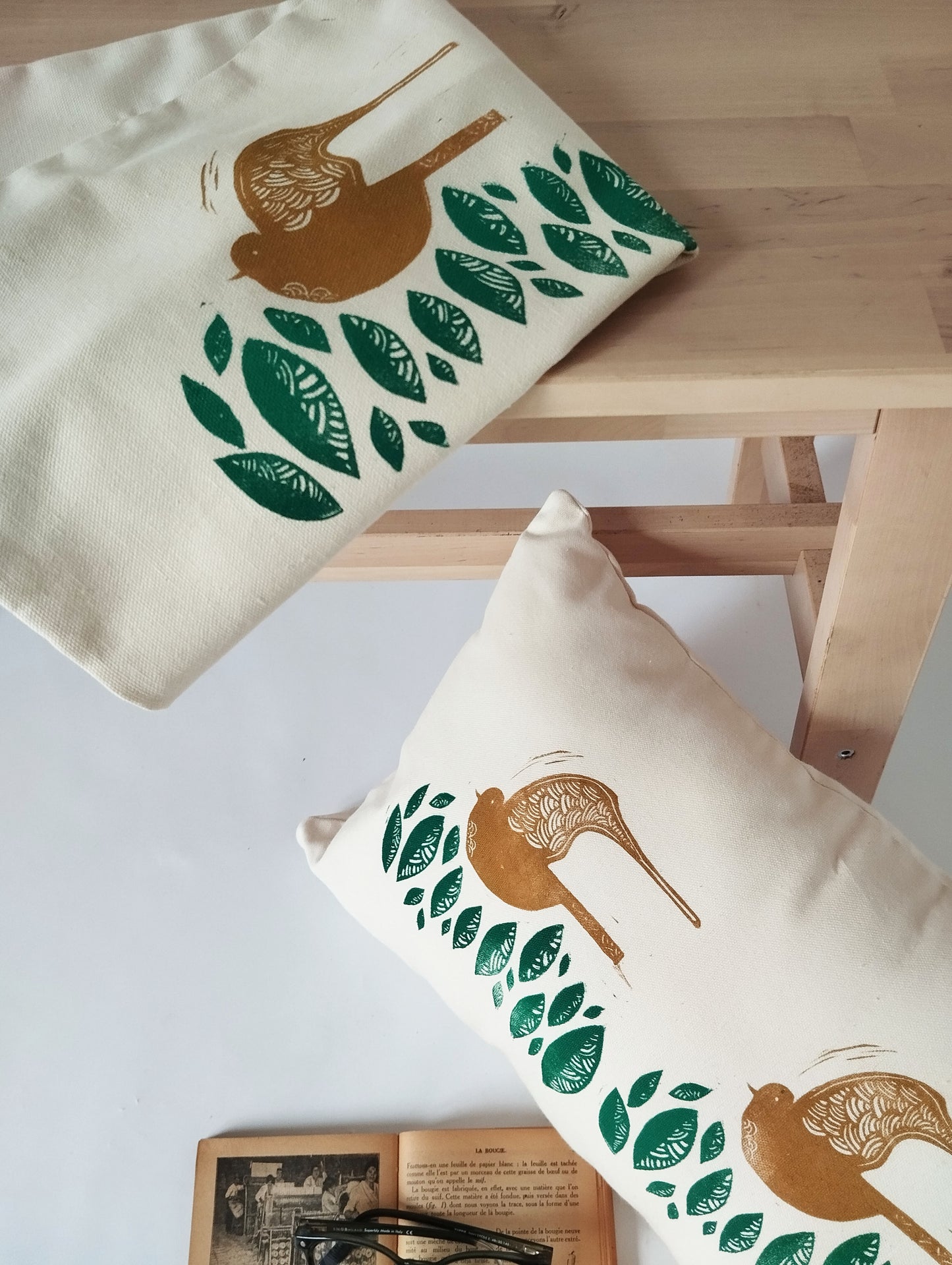 Folk Art Bird Print Pillow