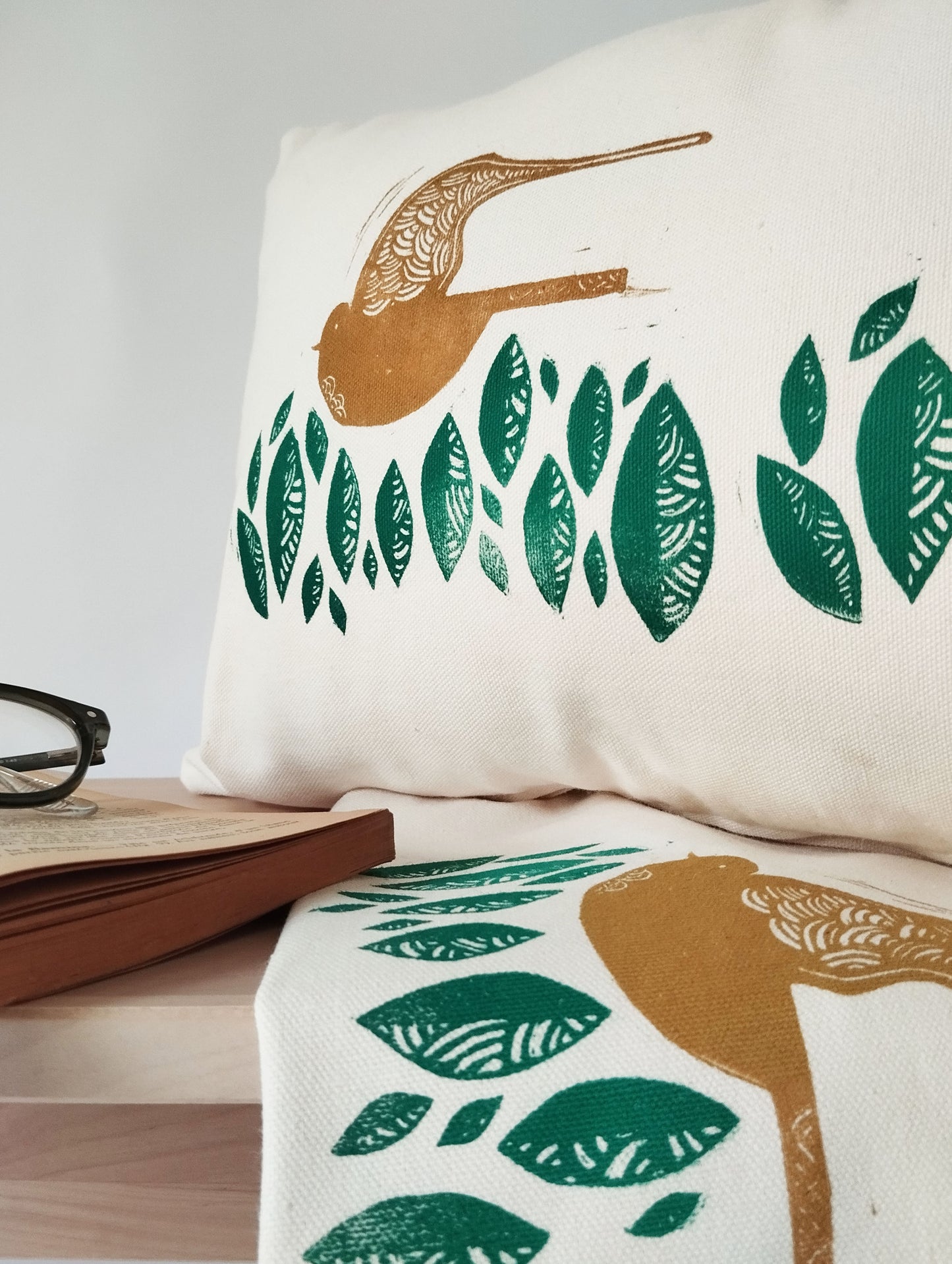 Folk Art Bird Print Pillow