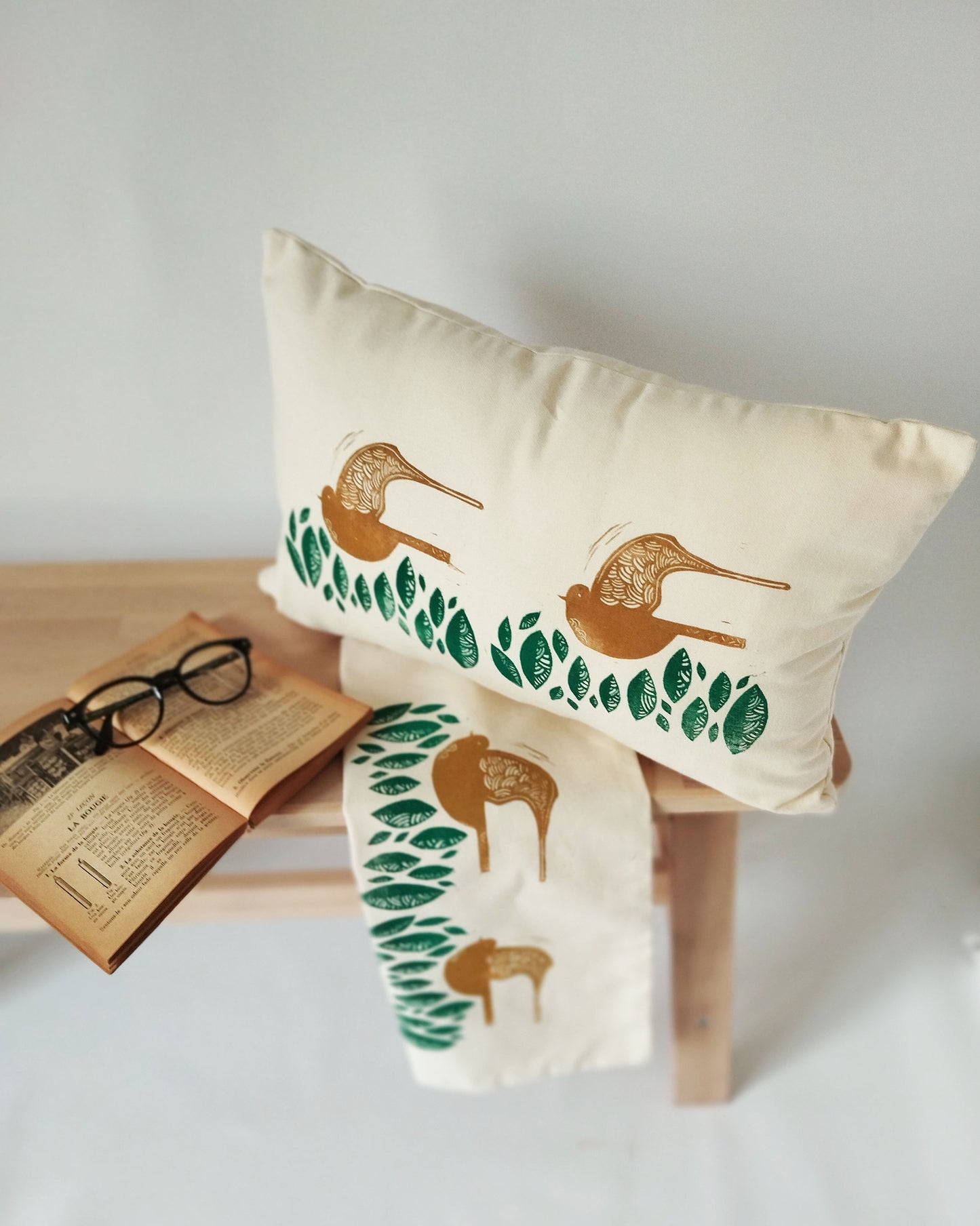 Folk Art Bird Print Pillow