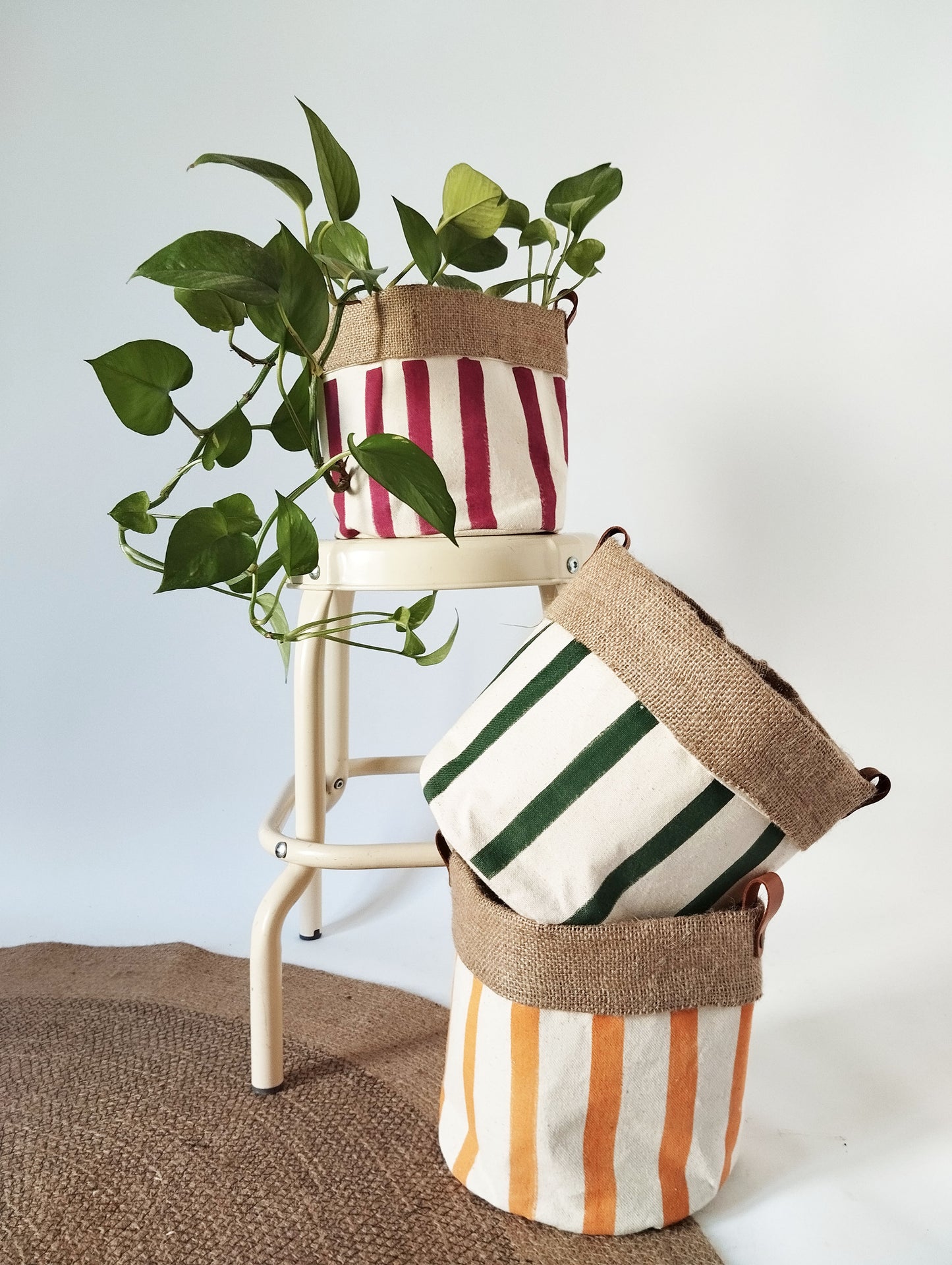 Medium Striped Indoor Planter