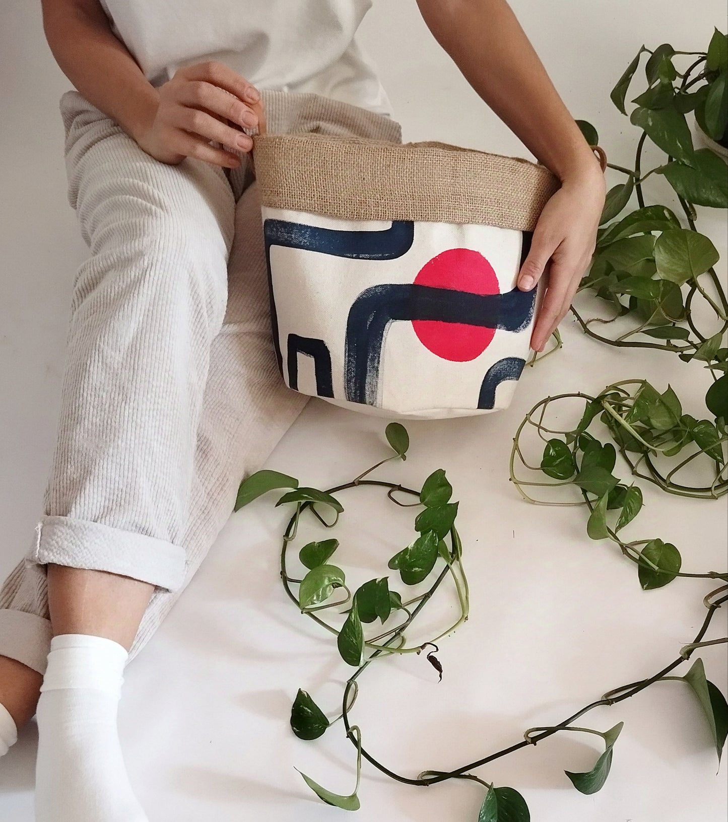 Modern Hand Painted Plant Pot Cover