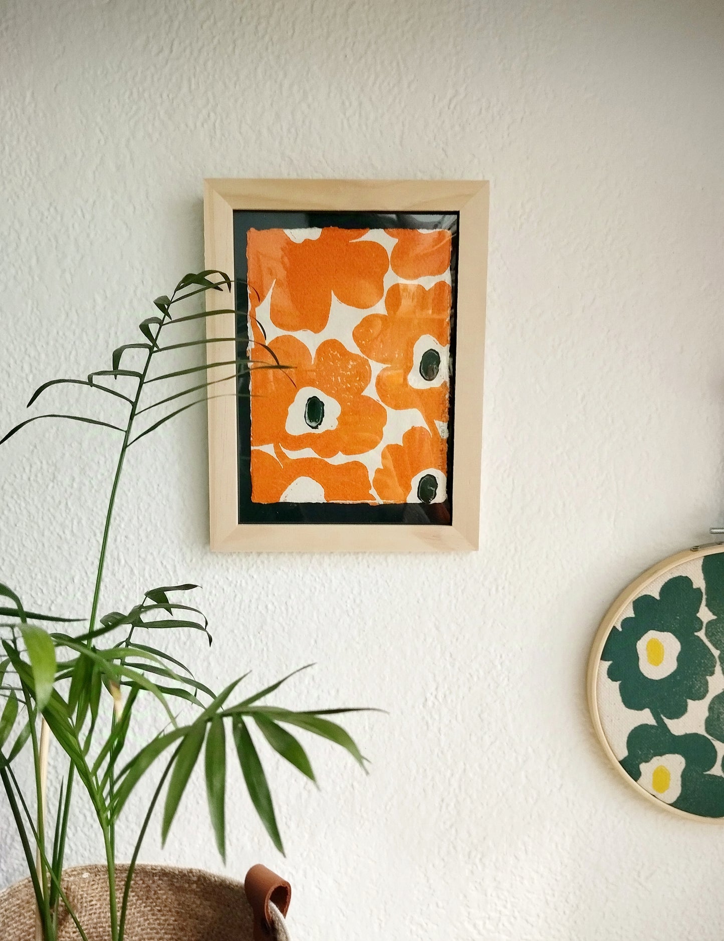 Flower Market Original Linocut on Handmade Paper