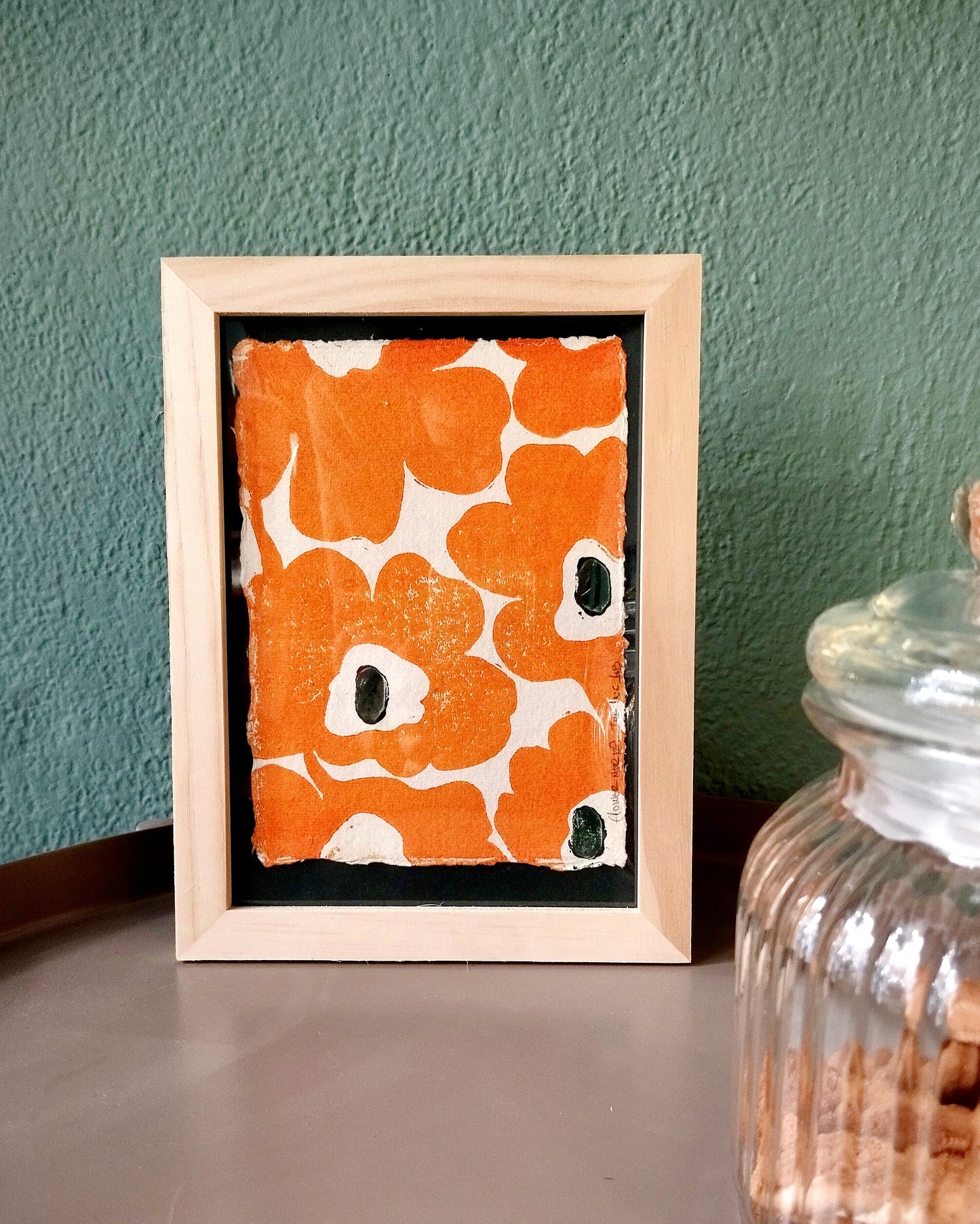 Flower Market Original Linocut on Handmade Paper