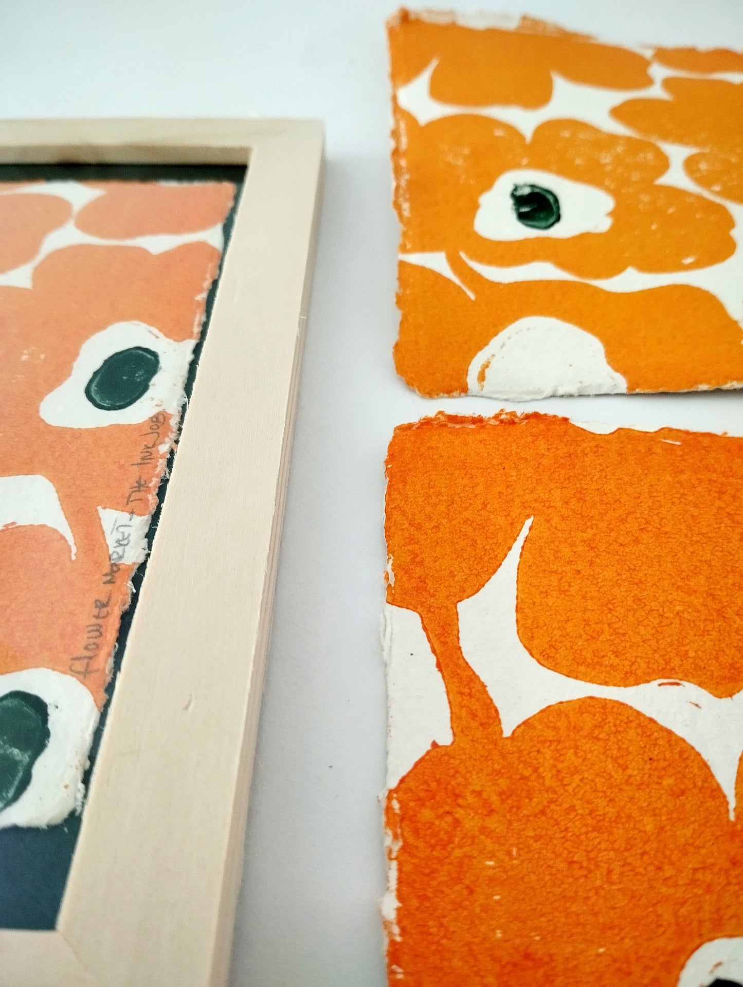 Flower Market Original Linocut on Handmade Paper