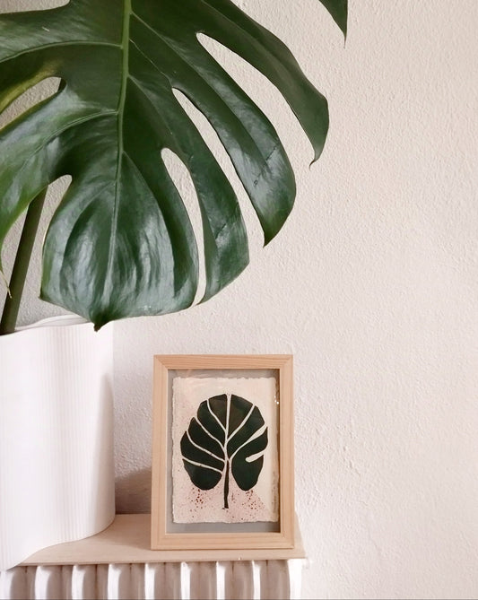 Monstera Linocut on Handmade Paper