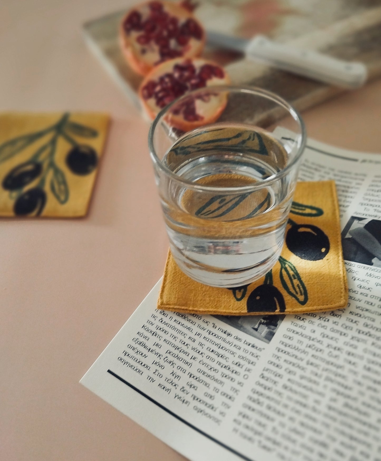 Olive Block Print Cocktail Napkin