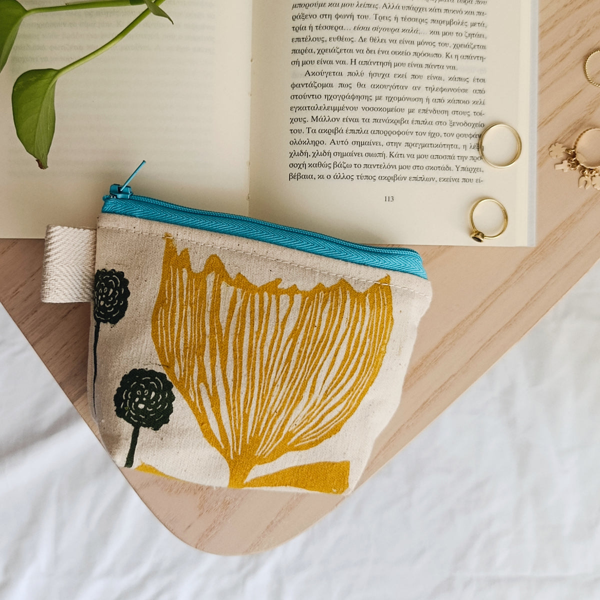 Mustard Yellow Flower Coin Purse