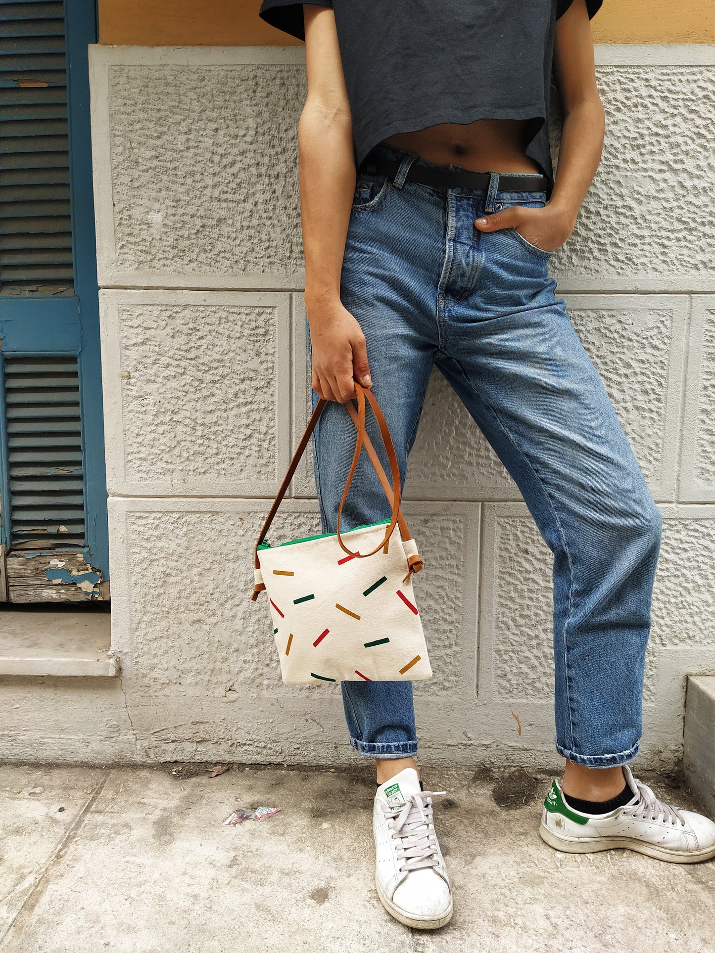 Confetti Print Messenger Purse