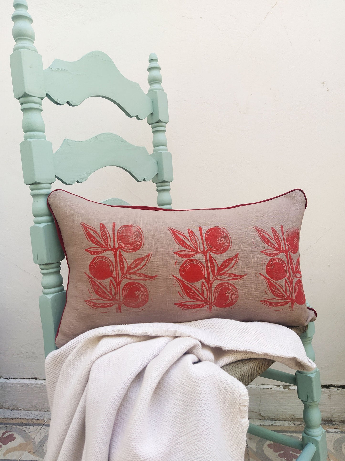 Blockprinted Lumbar Pillow Cover