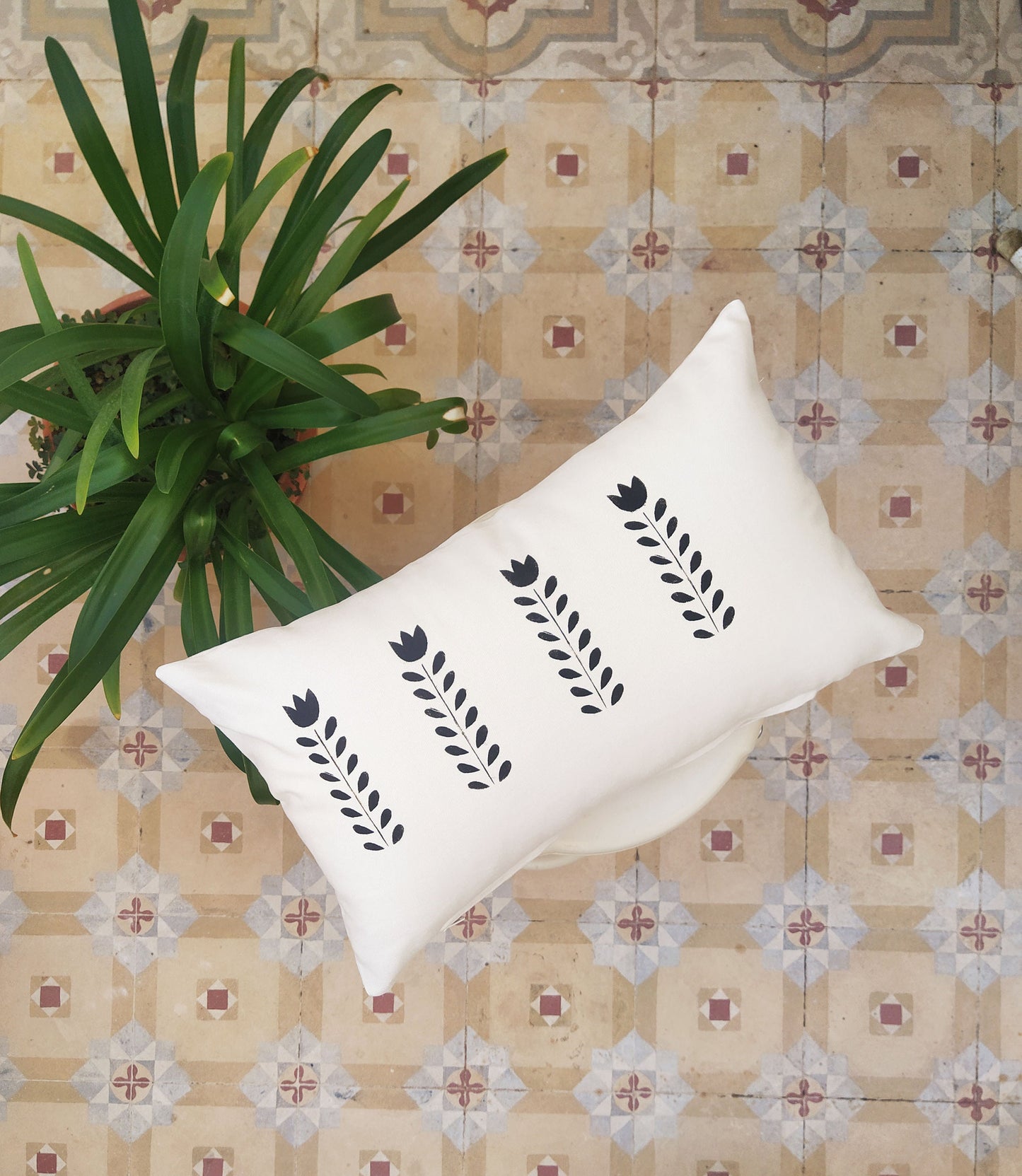 Scandi Flower Print Cushion Cover