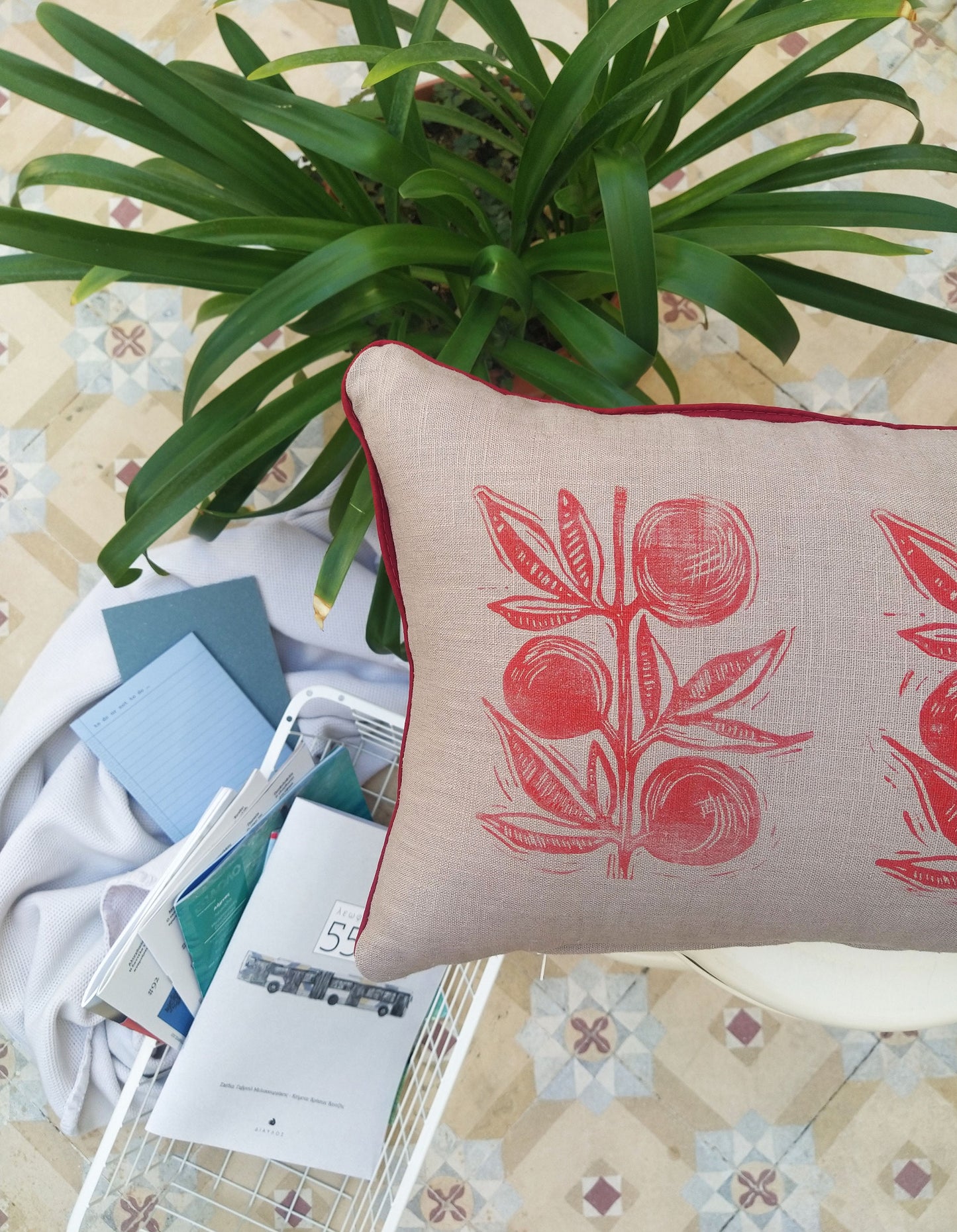 Blockprinted Lumbar Pillow Cover