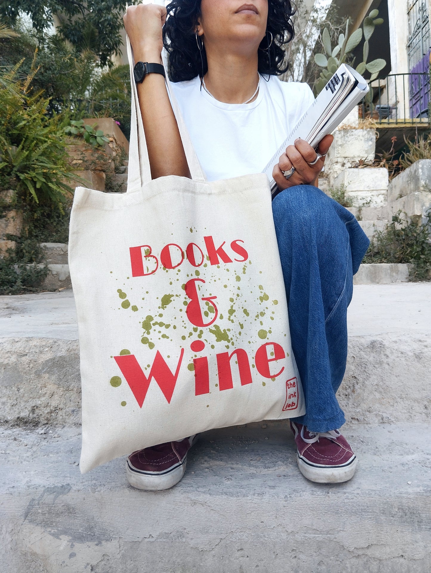 Books and Wine Tote Bag