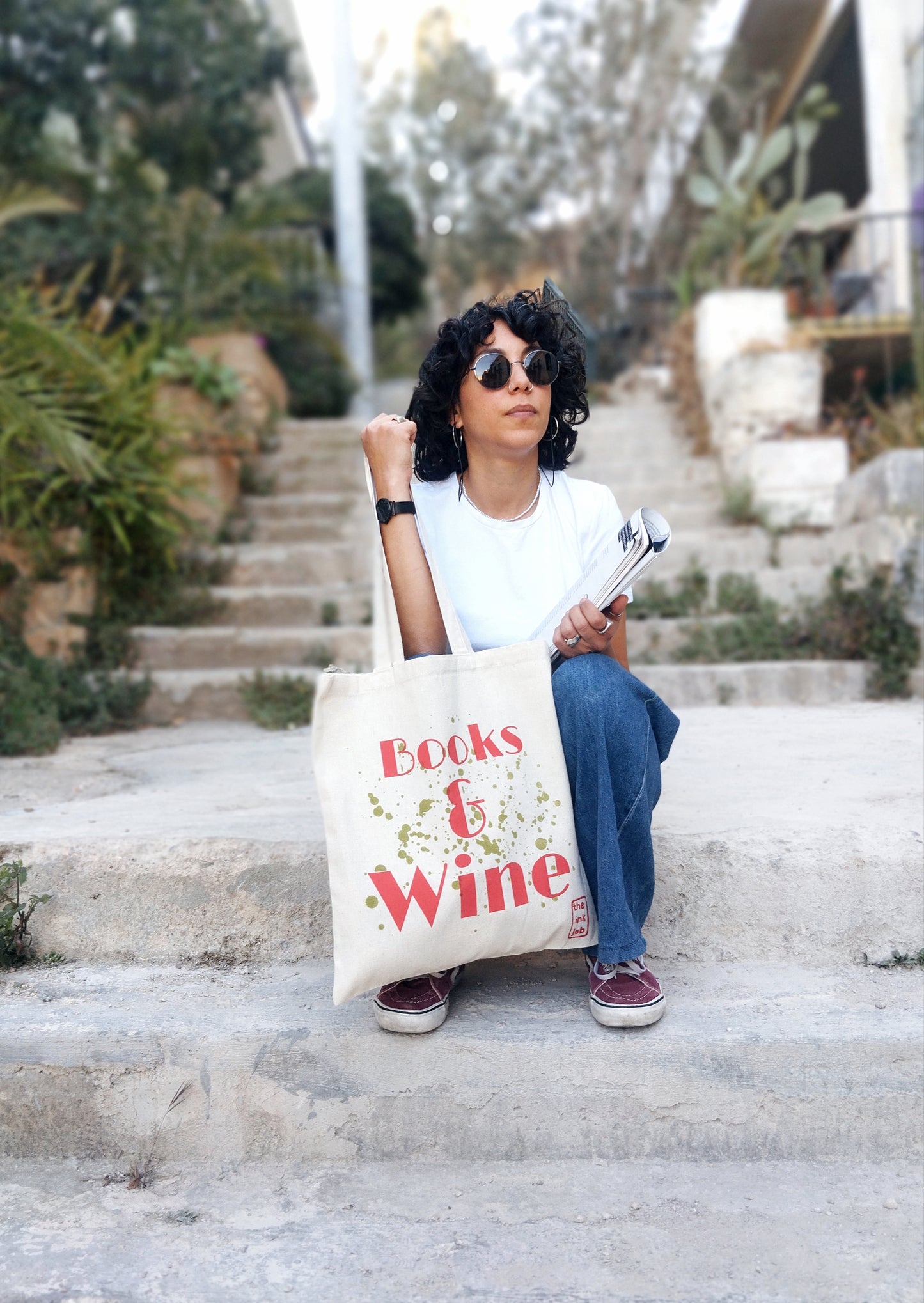 Books and Wine Tote Bag