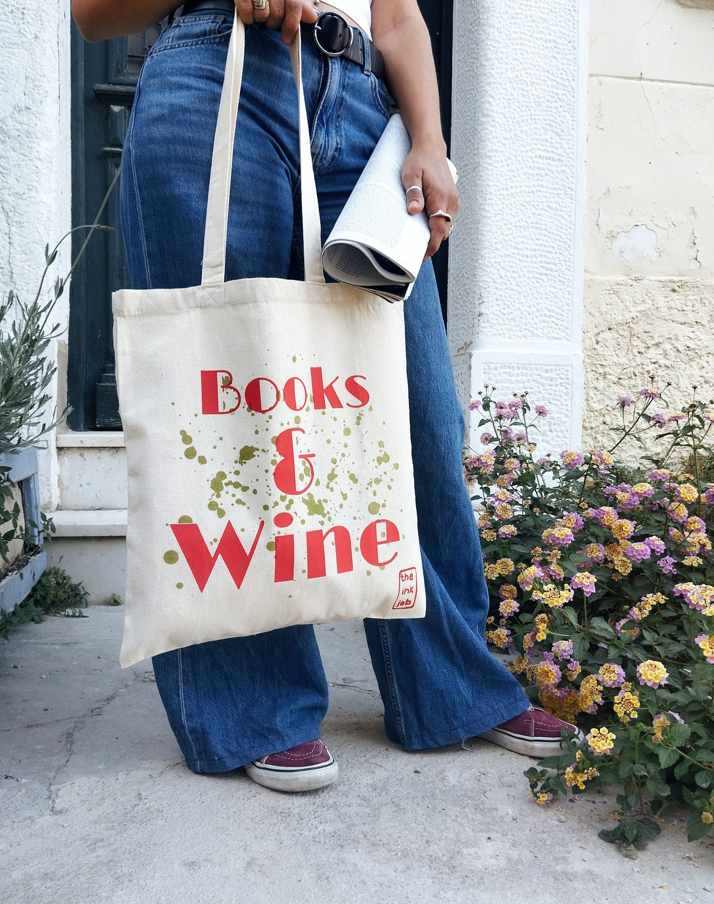Books and Wine Tote Bag