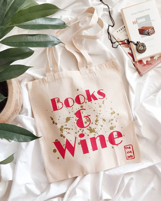 Books and Wine Tote Bag