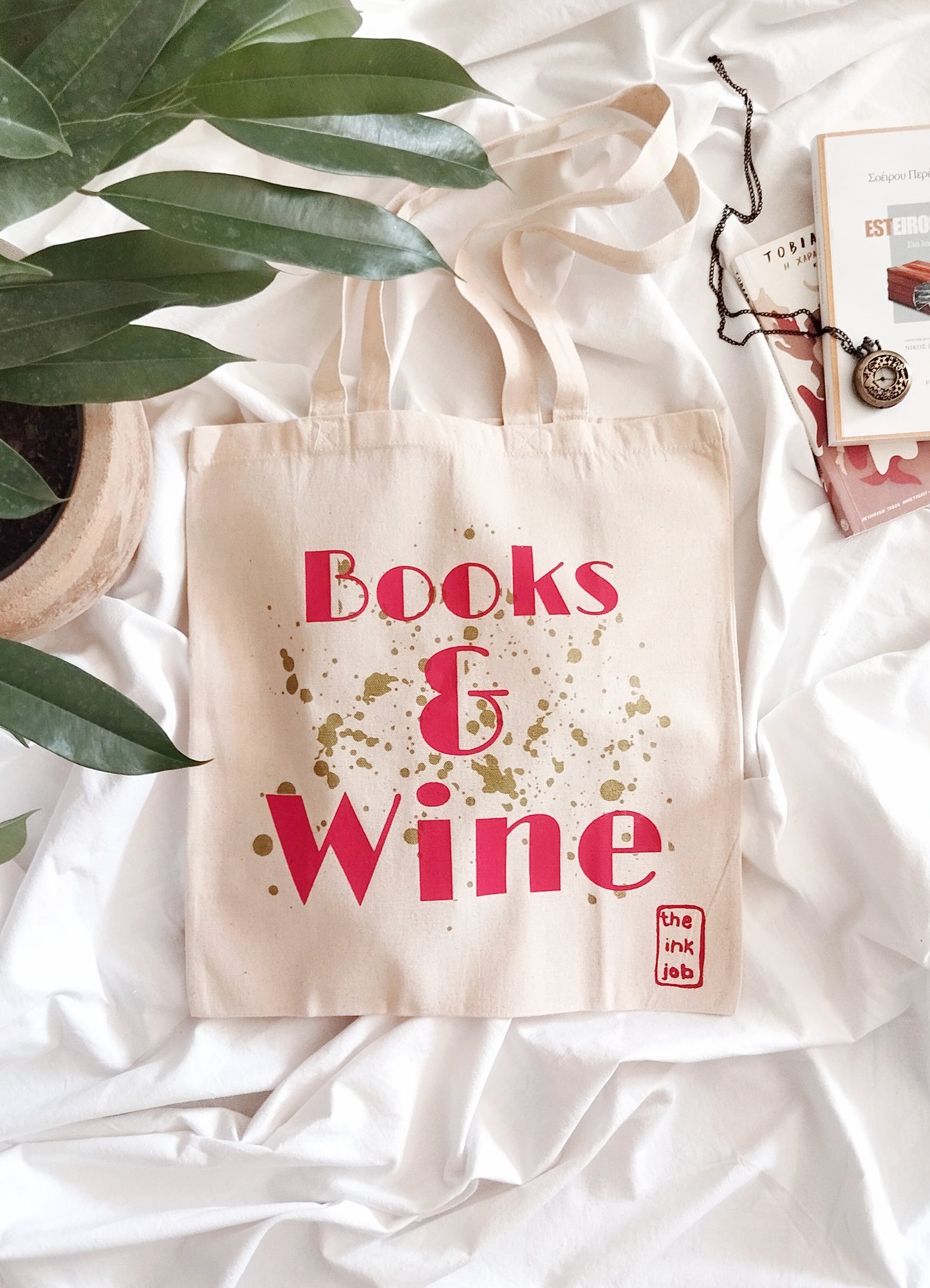 Books and Wine Tote Bag