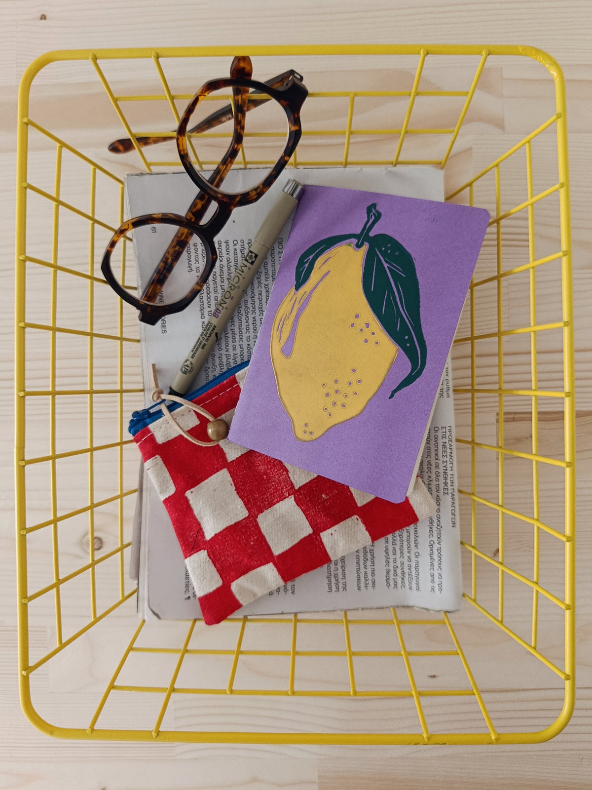 Lemon Print Journal: Purple Block-Printed Notebook