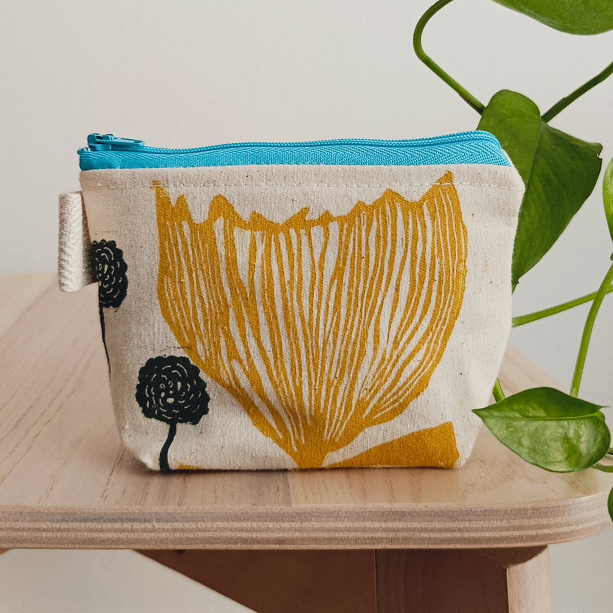 Mustard Yellow Flower Coin Purse