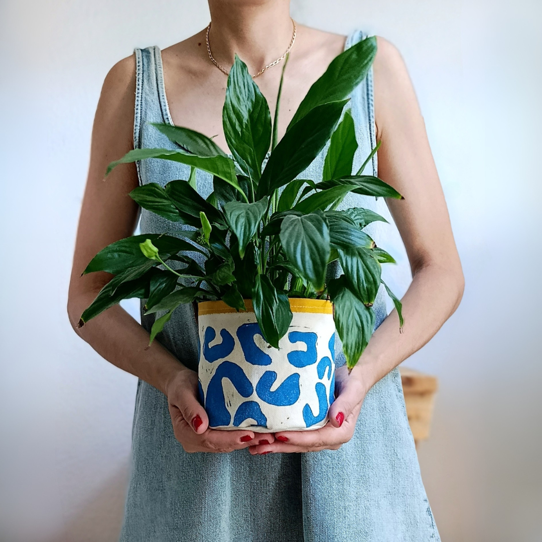 Blue Abstract Plant Pot Cover