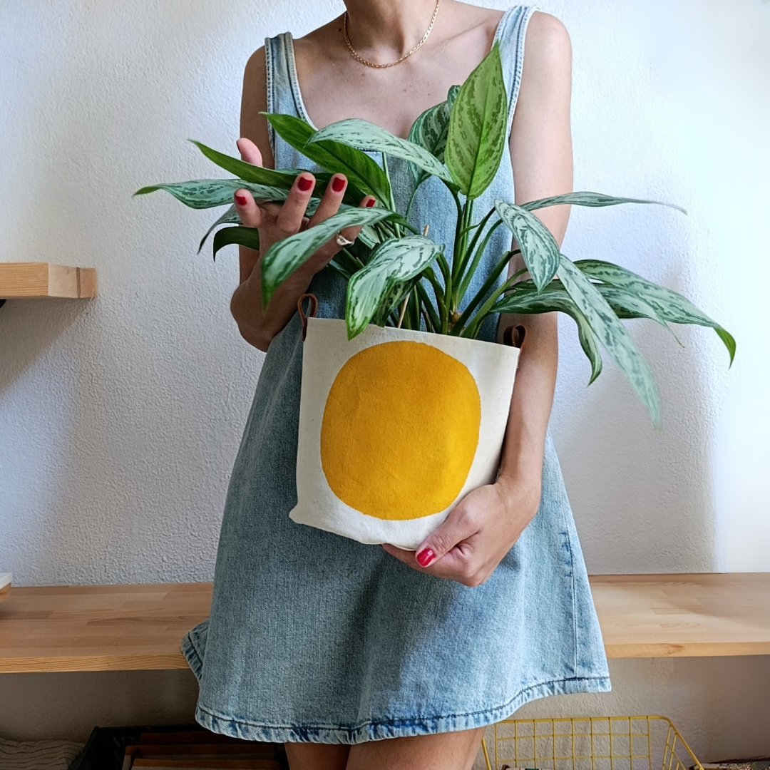 Mustard Yellow Fabric Plant Pot