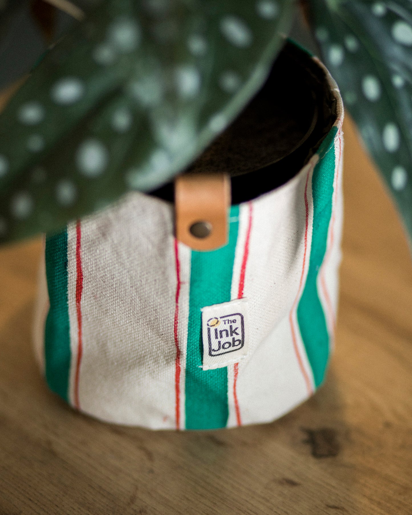 Striped Canvas Planter | Hand Painted Fabric Plant Pot
