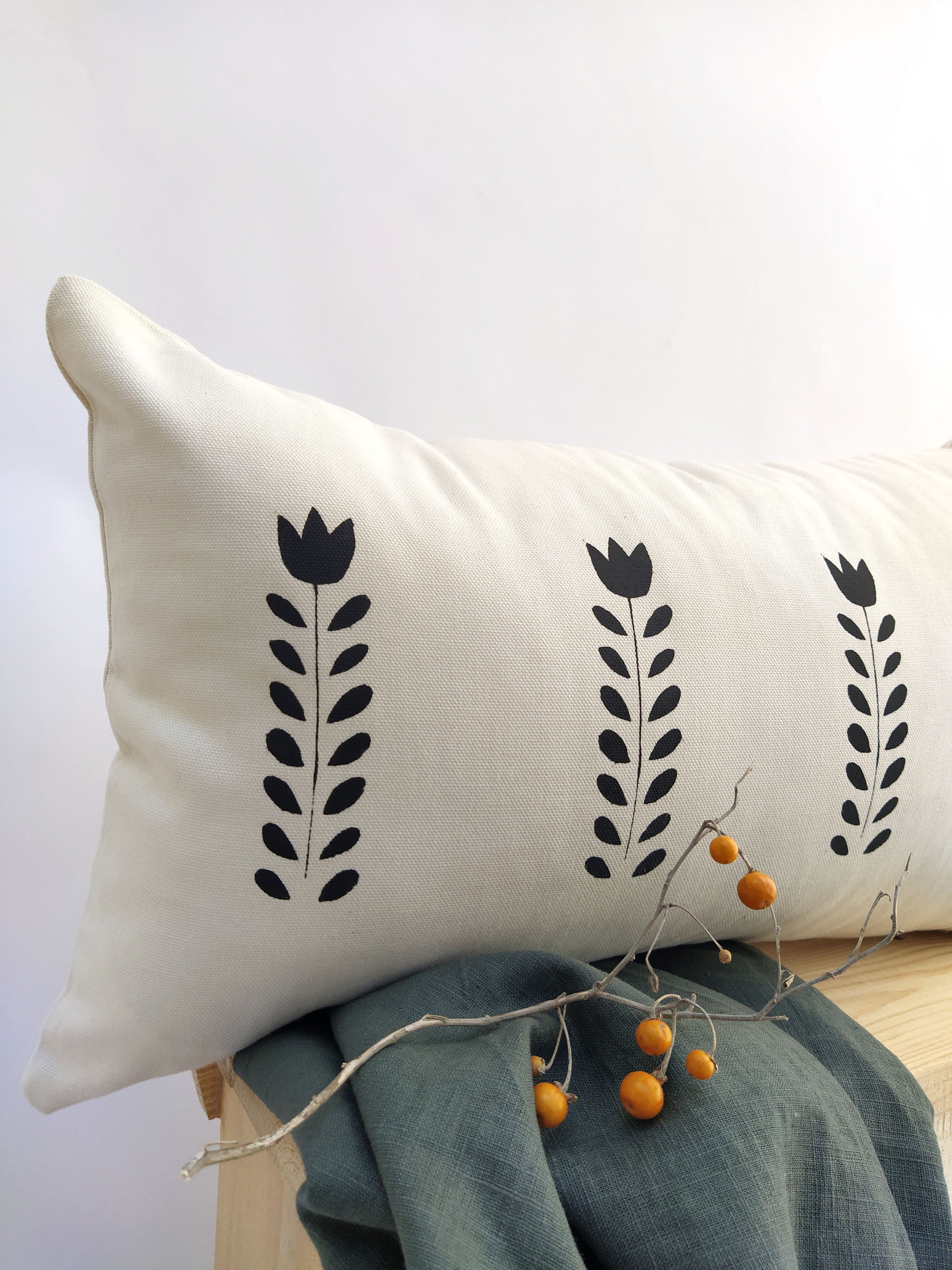 Scandi Flower Print Cushion Cover