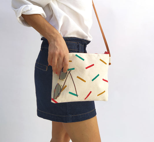 Confetti Print Messenger Purse