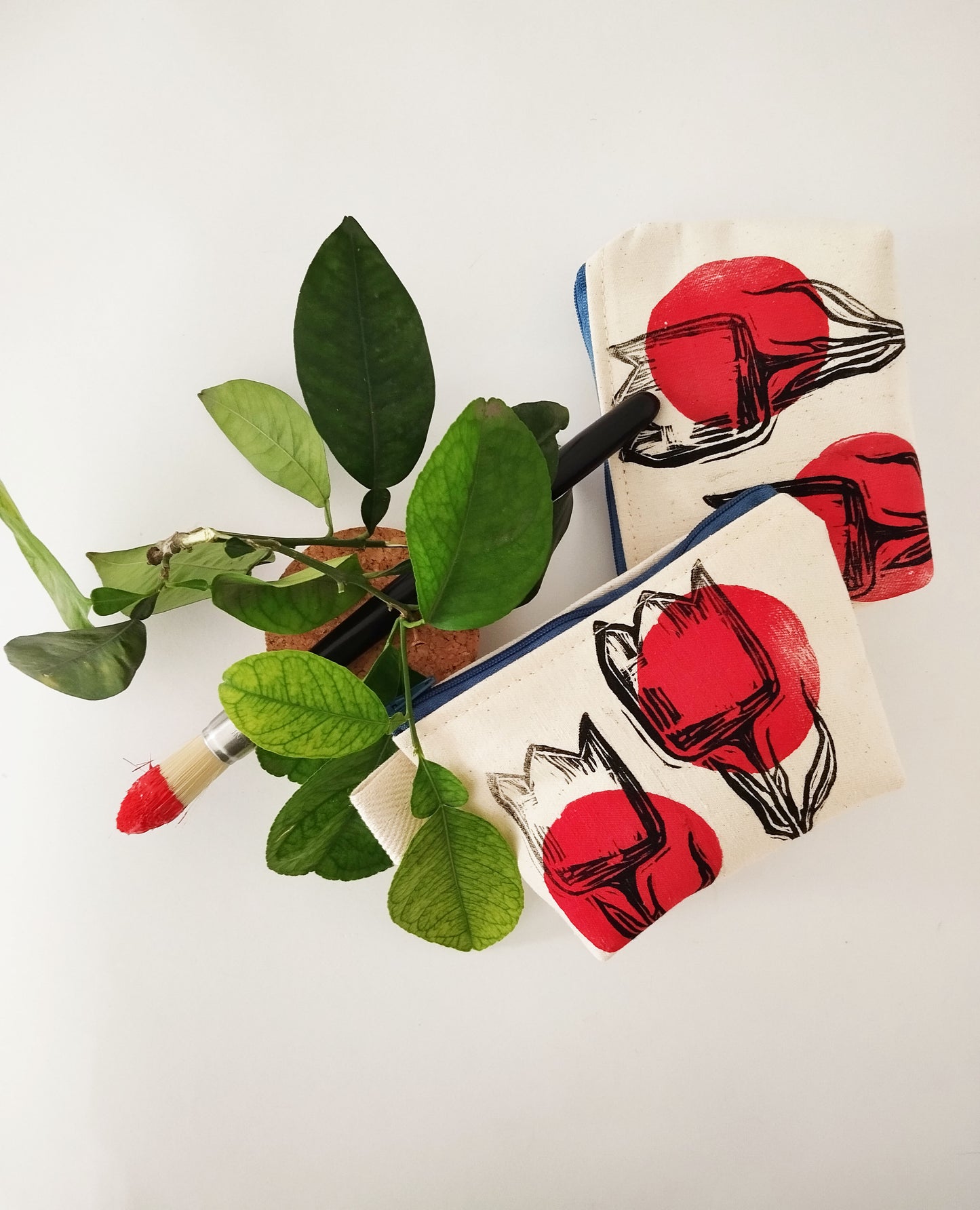 Red Tulip Canvas Pouch