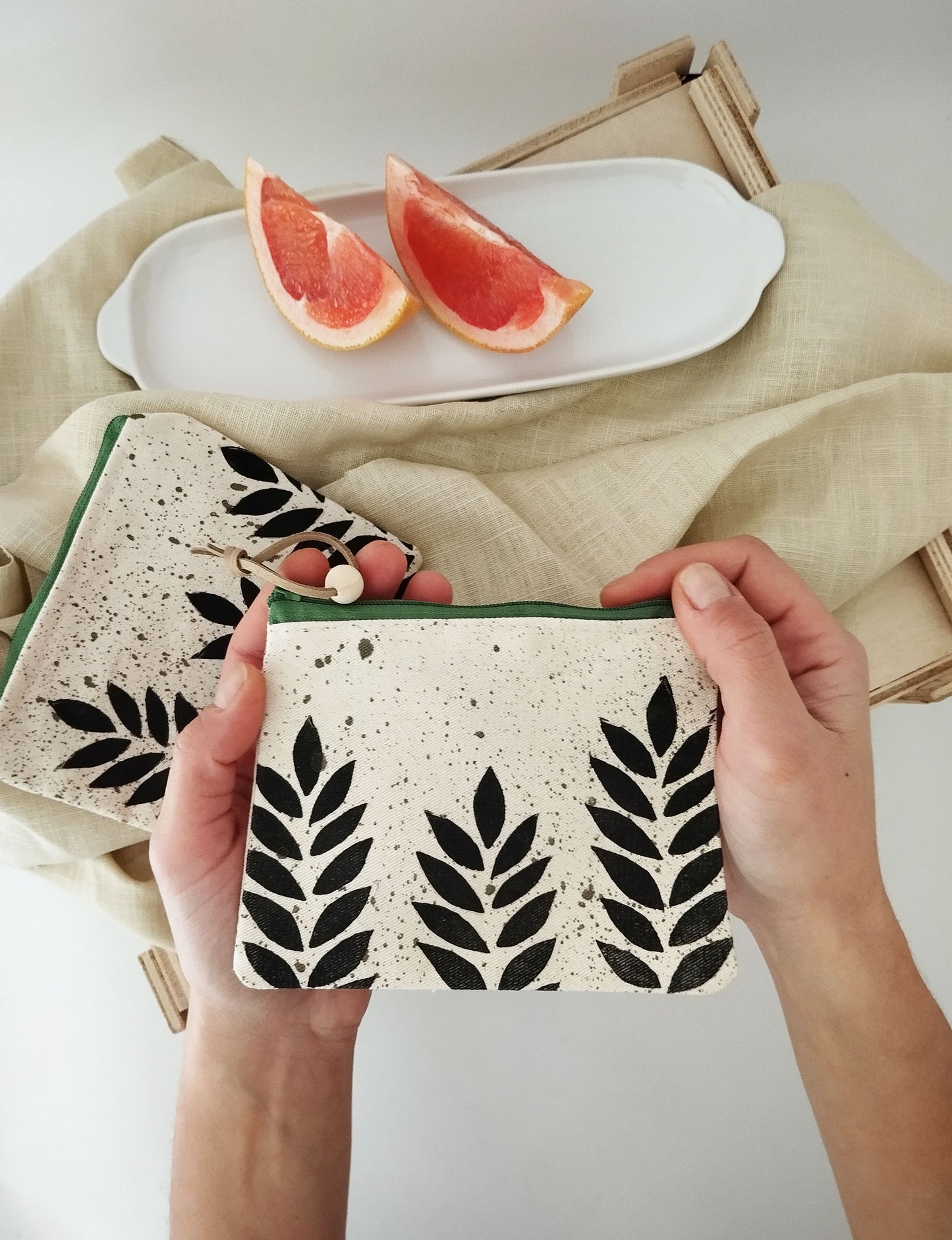 Olive Tree Print Fabric Wallet